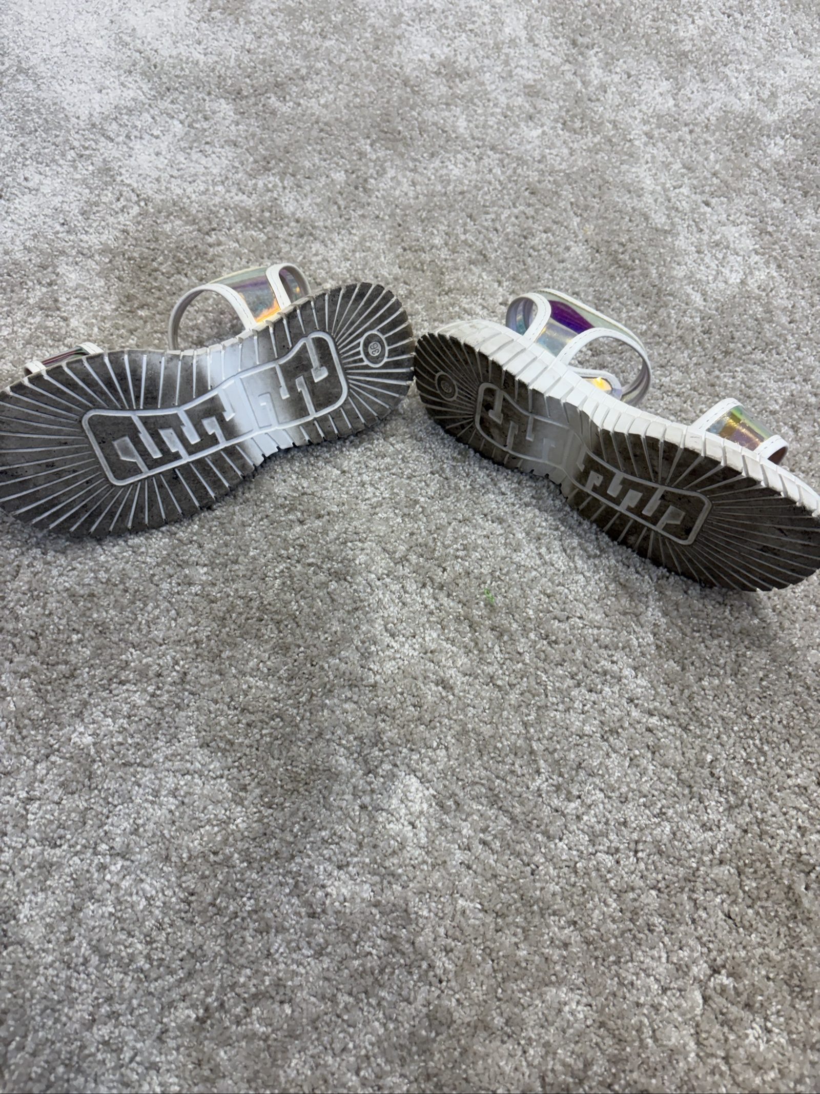 White Iridescent Strap Sandals EU 36 Girls image 2