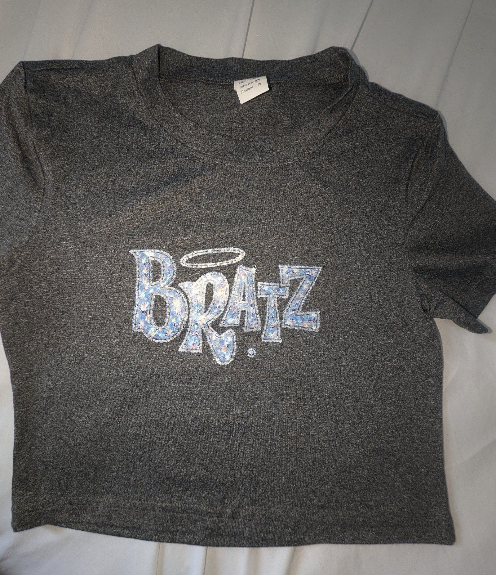 Bratz Women's Grey Printed Crop T-Shirt Small Polyester