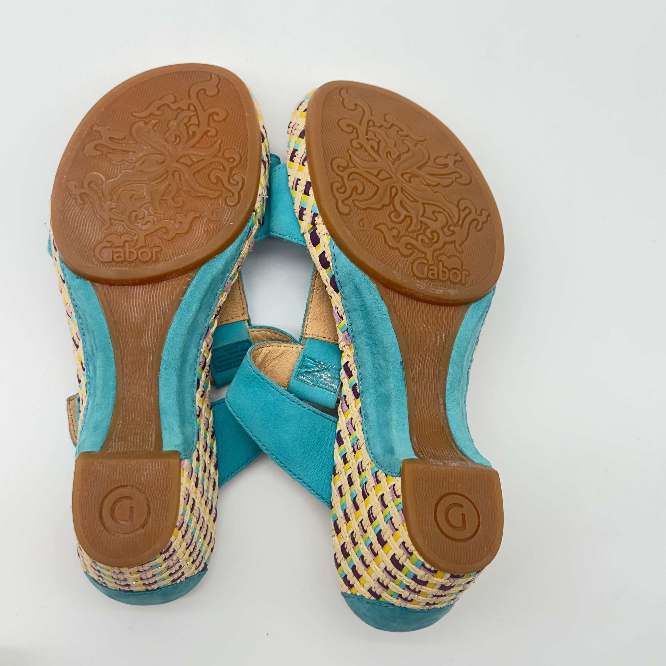 Gabor Women's Turquoise Wedge Sandals Size 40 Used - Excellent image 5