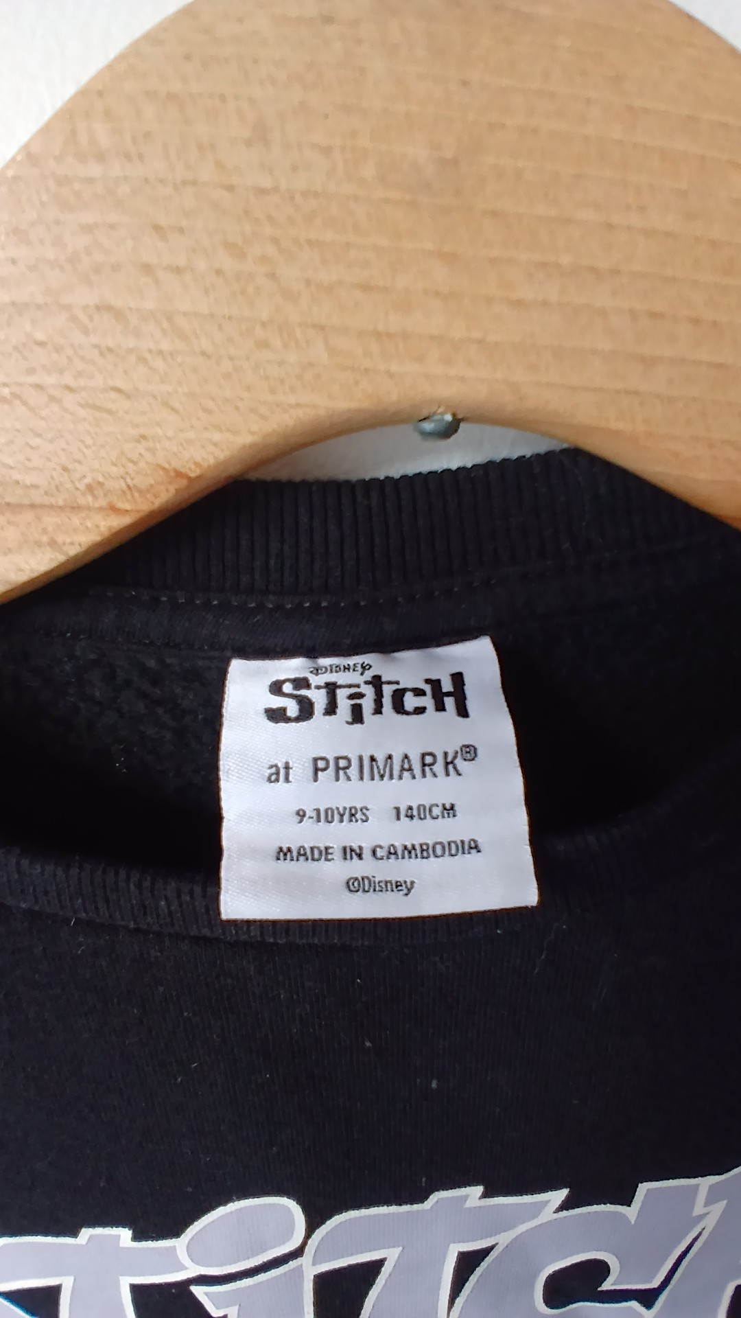 Disney x Primark Stitch Black Sweatshirt 9-10 Years Kids image 3