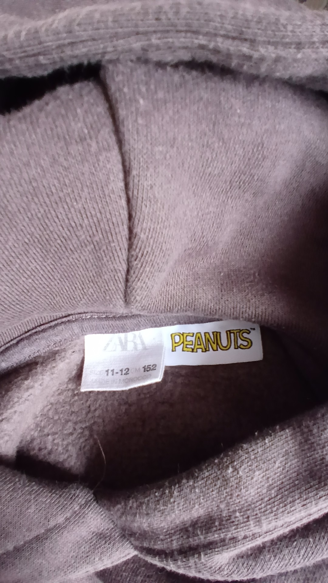 Zara Brown Peanuts Snoopy Hoodie Size 11-12 Years image 4