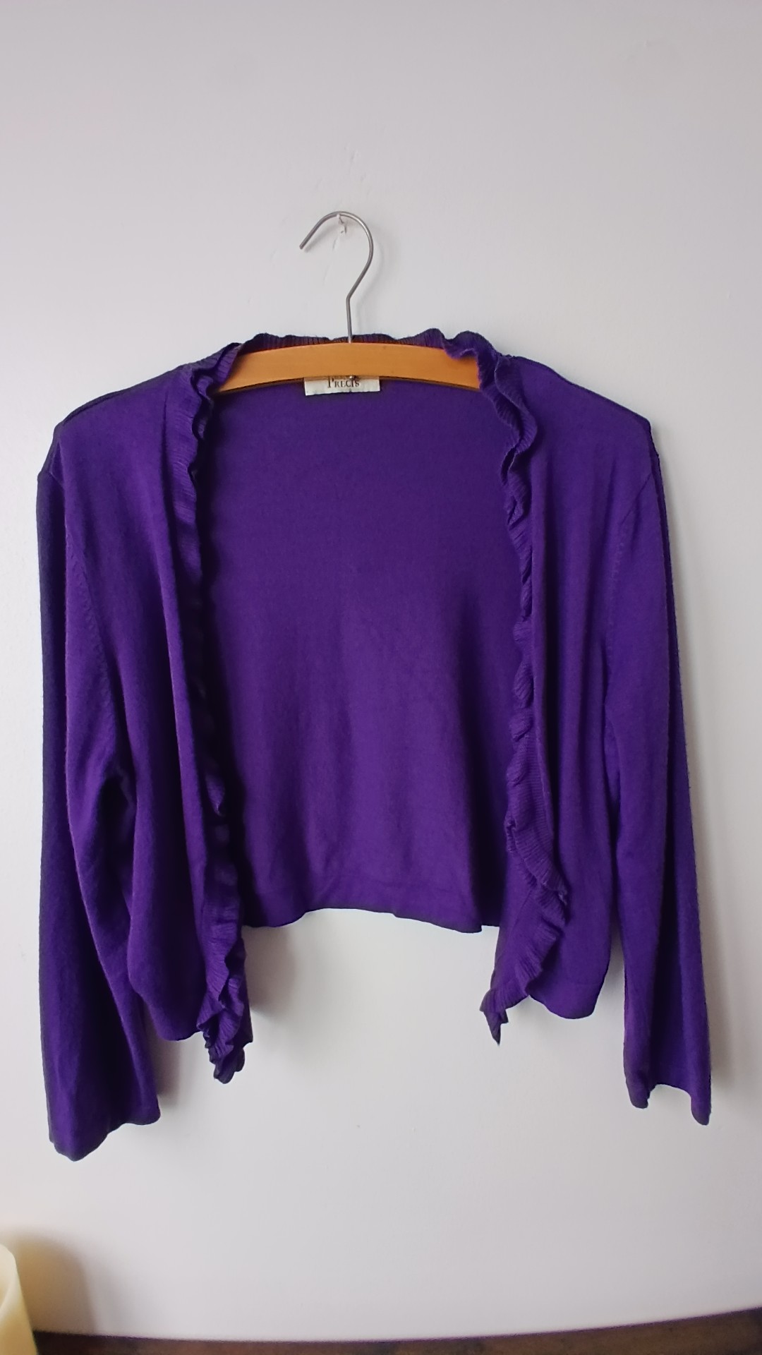 Precis Purple Ruffle Trim Cardigan Medium