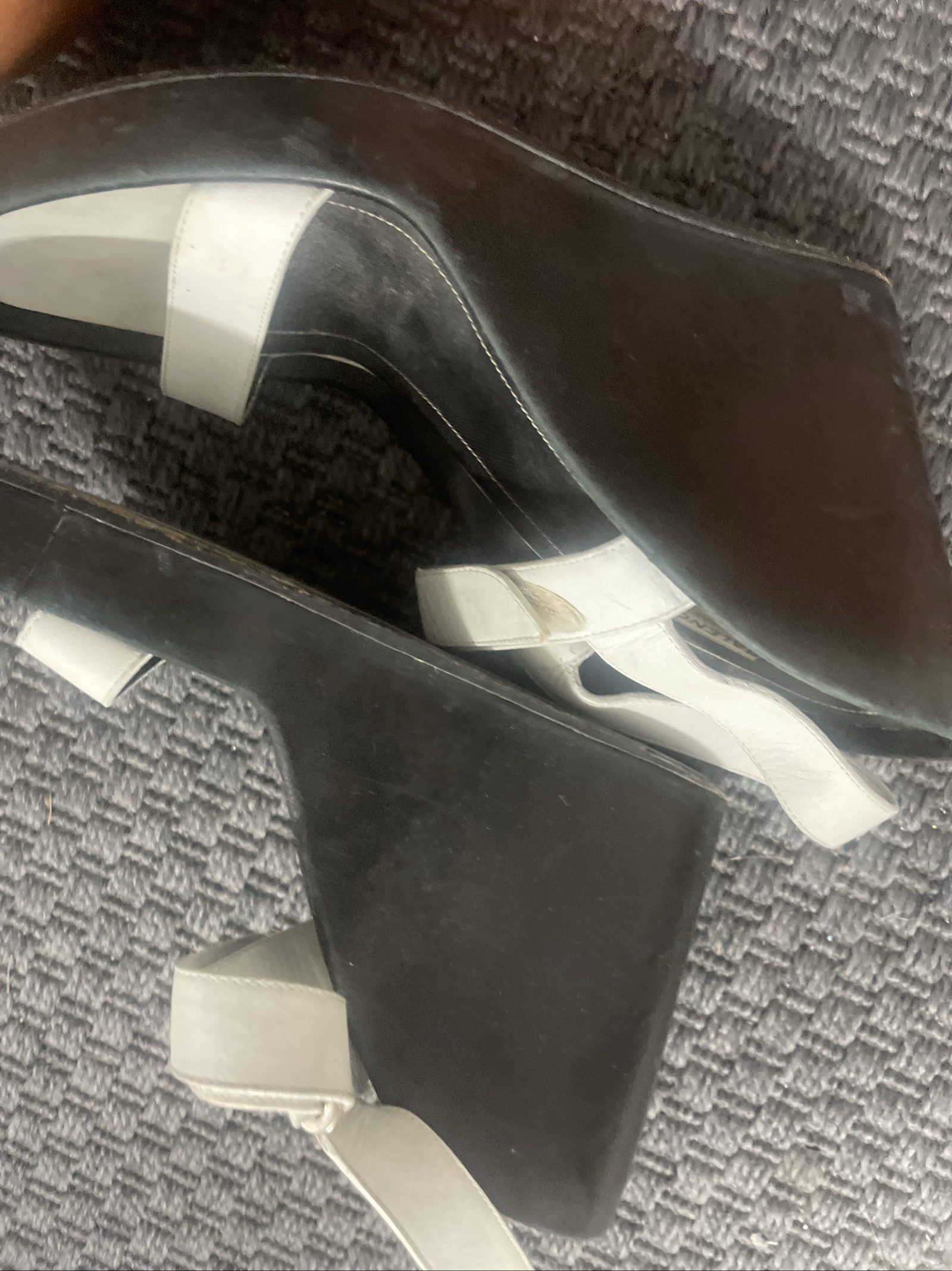Balenciaga Women's White & Black Leather Wedge Sandals Size 38 image 3