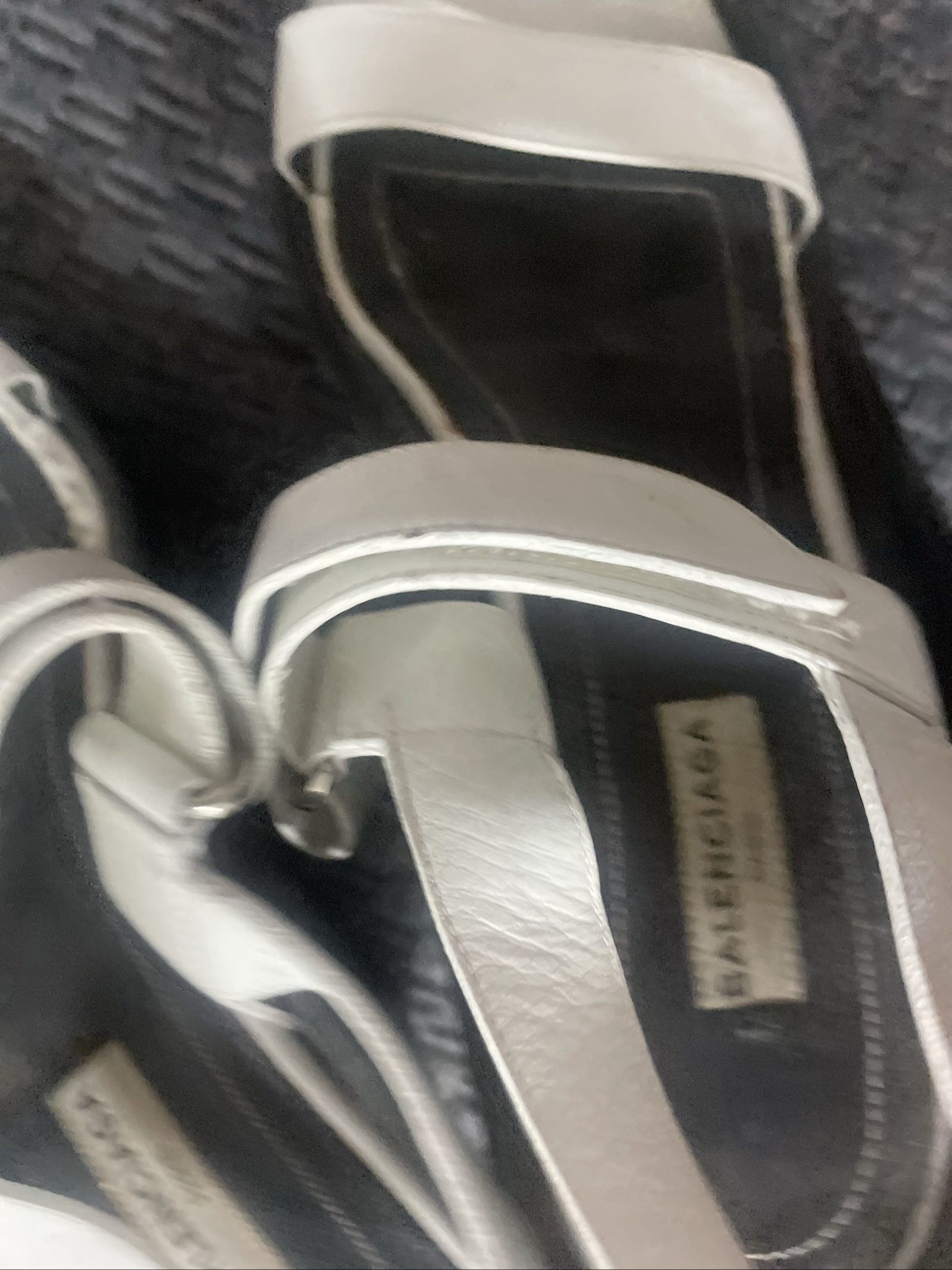 Balenciaga Women's White & Black Leather Wedge Sandals Size 38 image 6