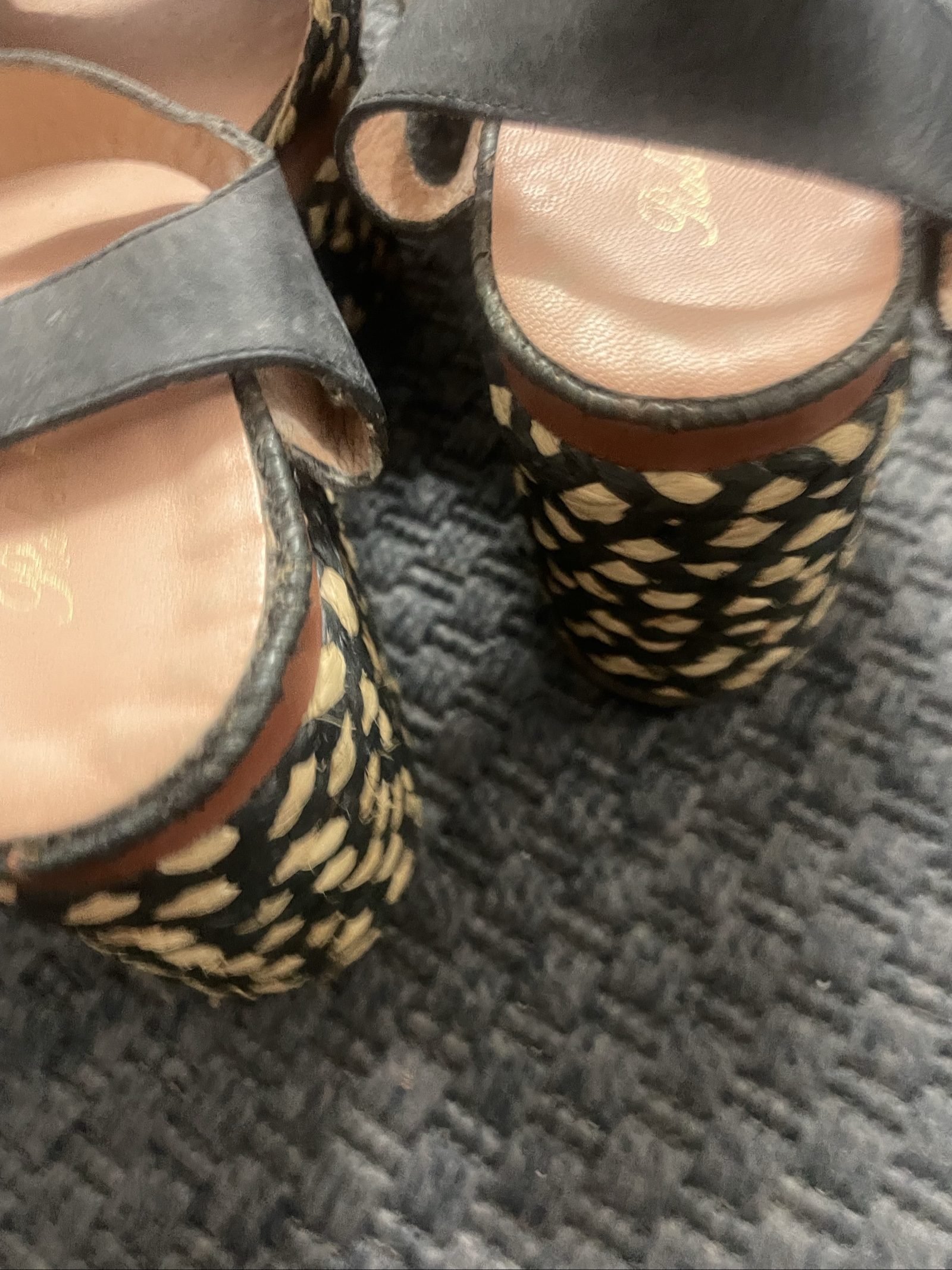 Sebastian Black & Beige Woven Leather Wedges EU 38 image 4