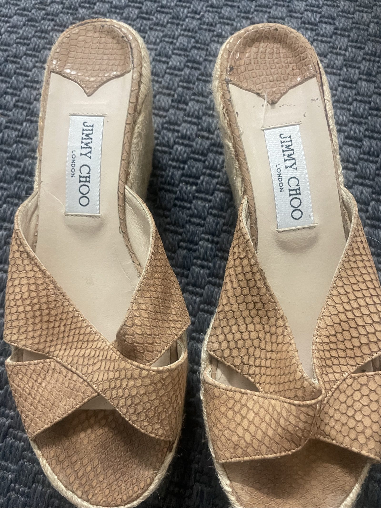 Jimmy Choo Beige Espadrille Wedge Sandals EU 37