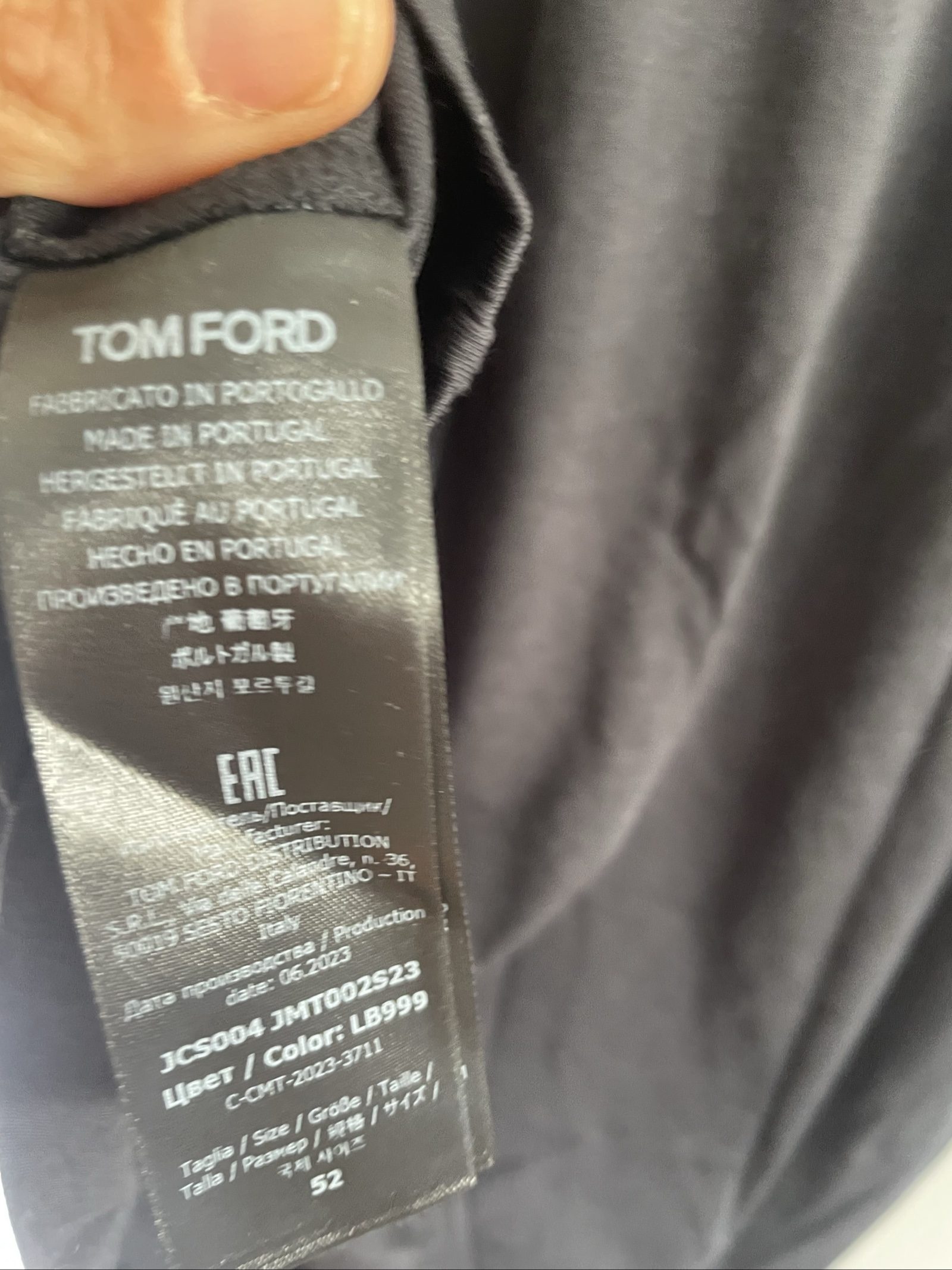 Tom Ford Black Cotton T-Shirt Size 52 Made in Portugal image 3