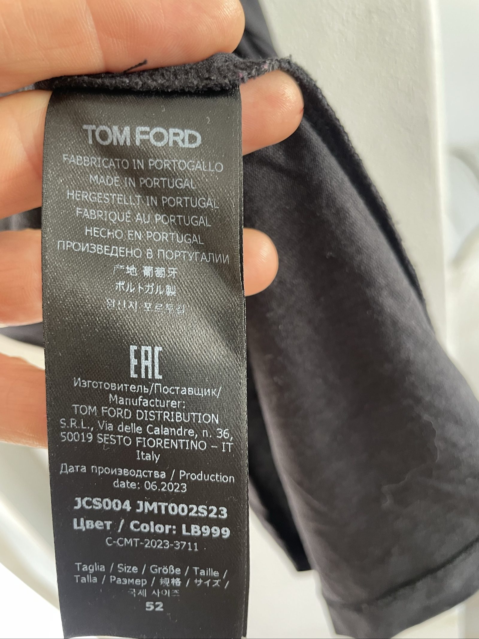 Tom Ford Black T-Shirt EU 52 Made in Portugal image 2