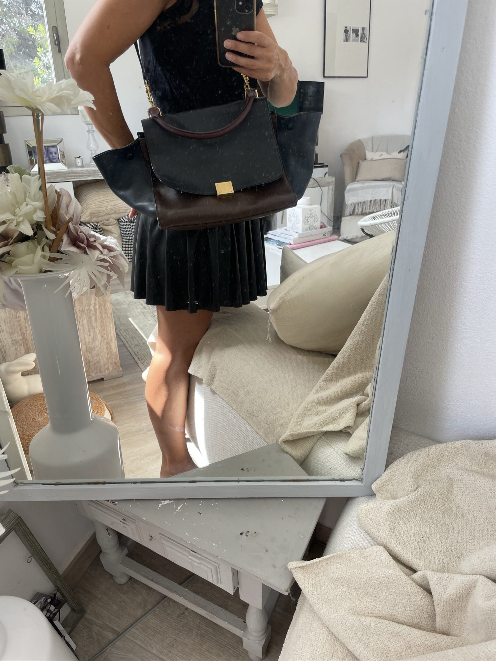 Celine Black & Brown Leather Tote Bag image 2