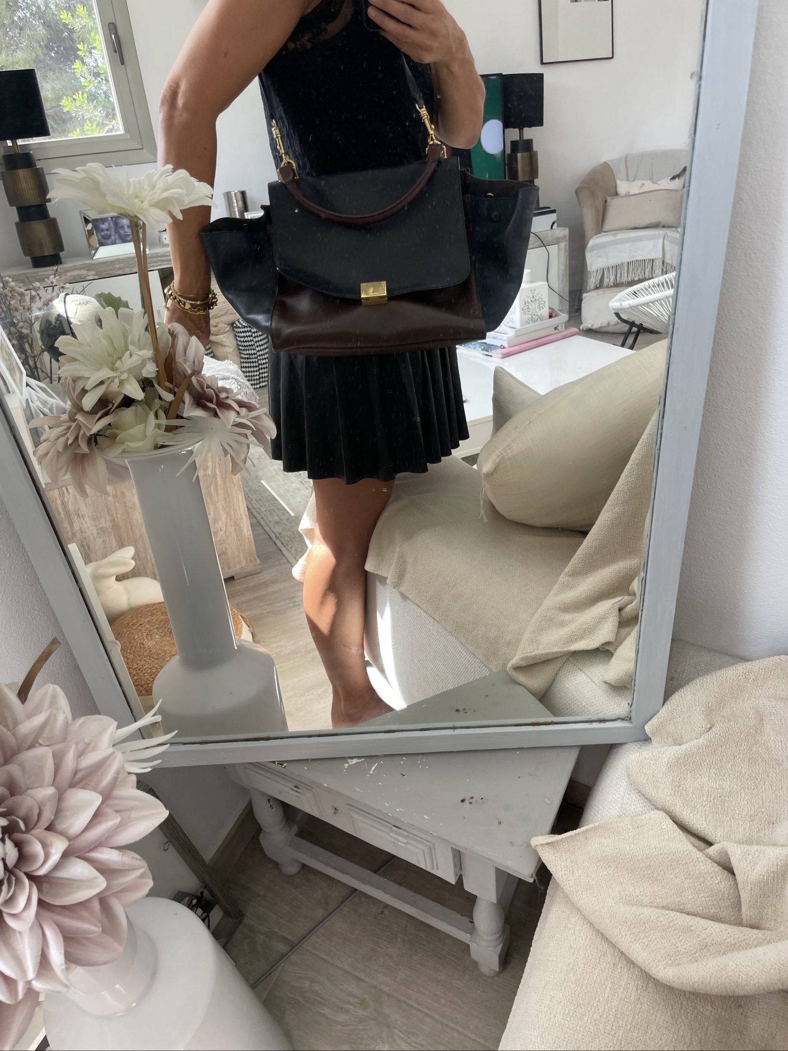Celine Black & Brown Leather Tote Bag image 3