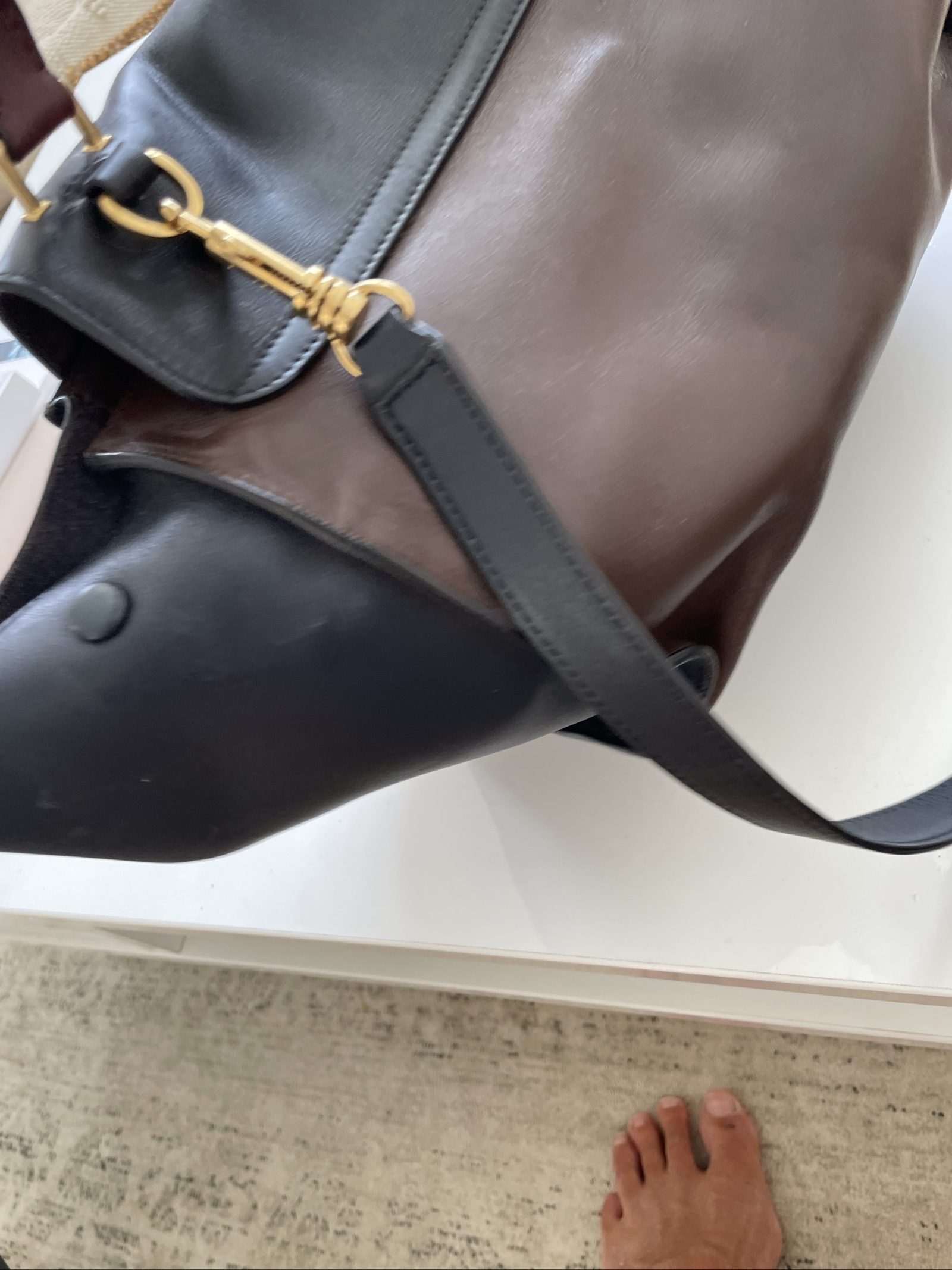 Celine Black & Brown Leather Tote Bag image 7