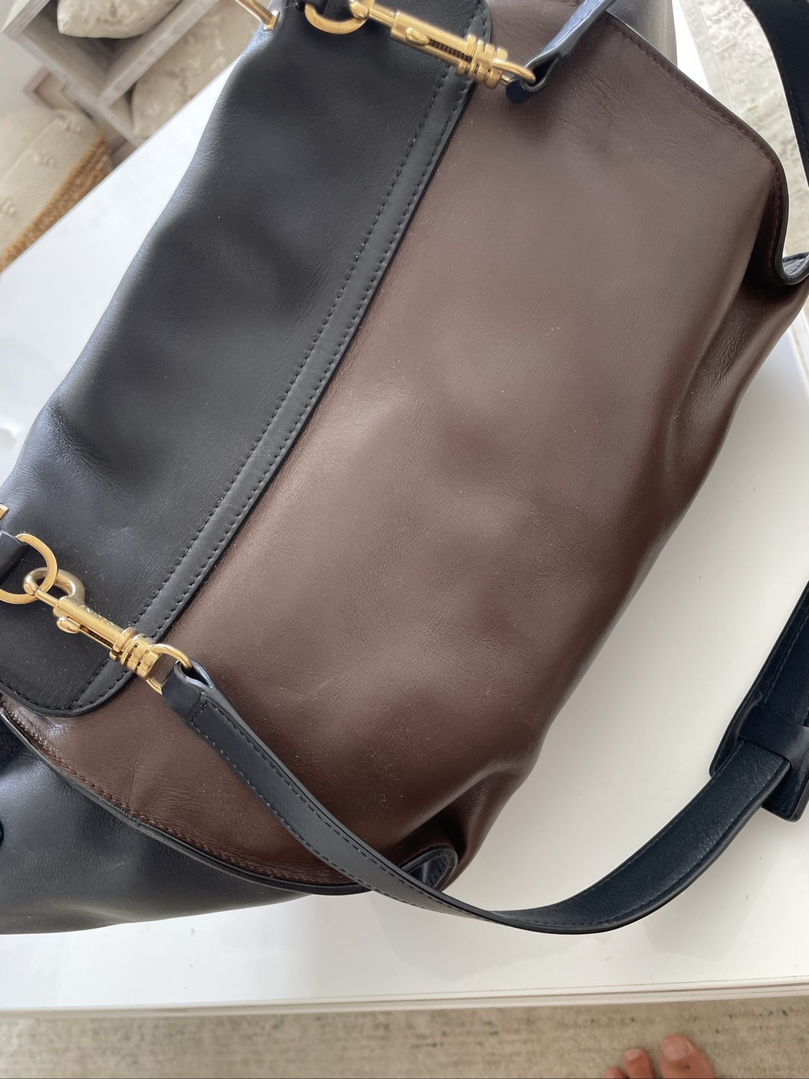 Celine Black & Brown Leather Tote Bag image 8