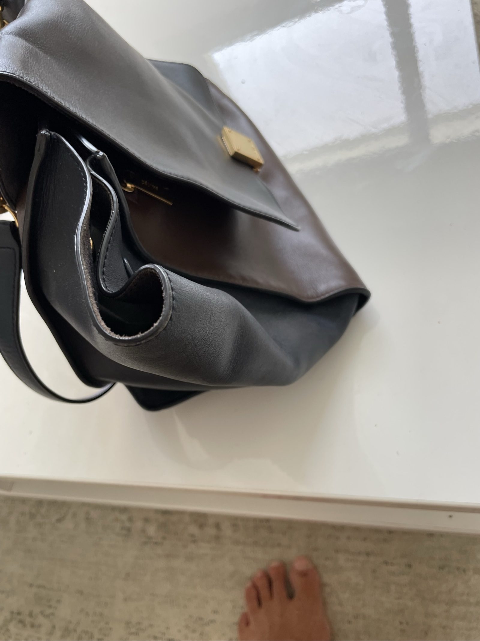 Celine Black & Brown Leather Tote Bag image 9