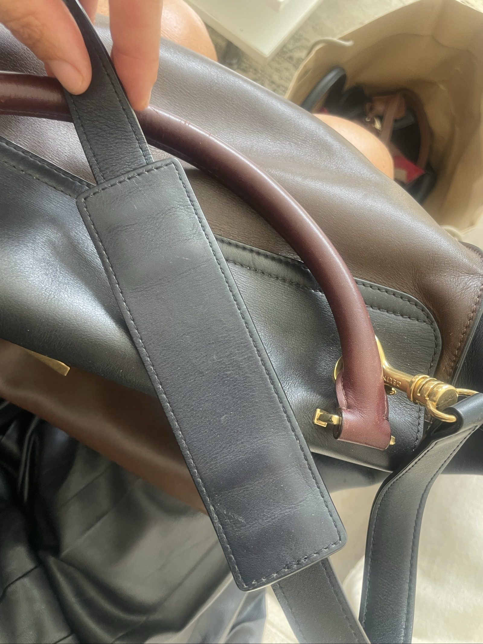 Celine Black & Brown Leather Tote Bag image 10