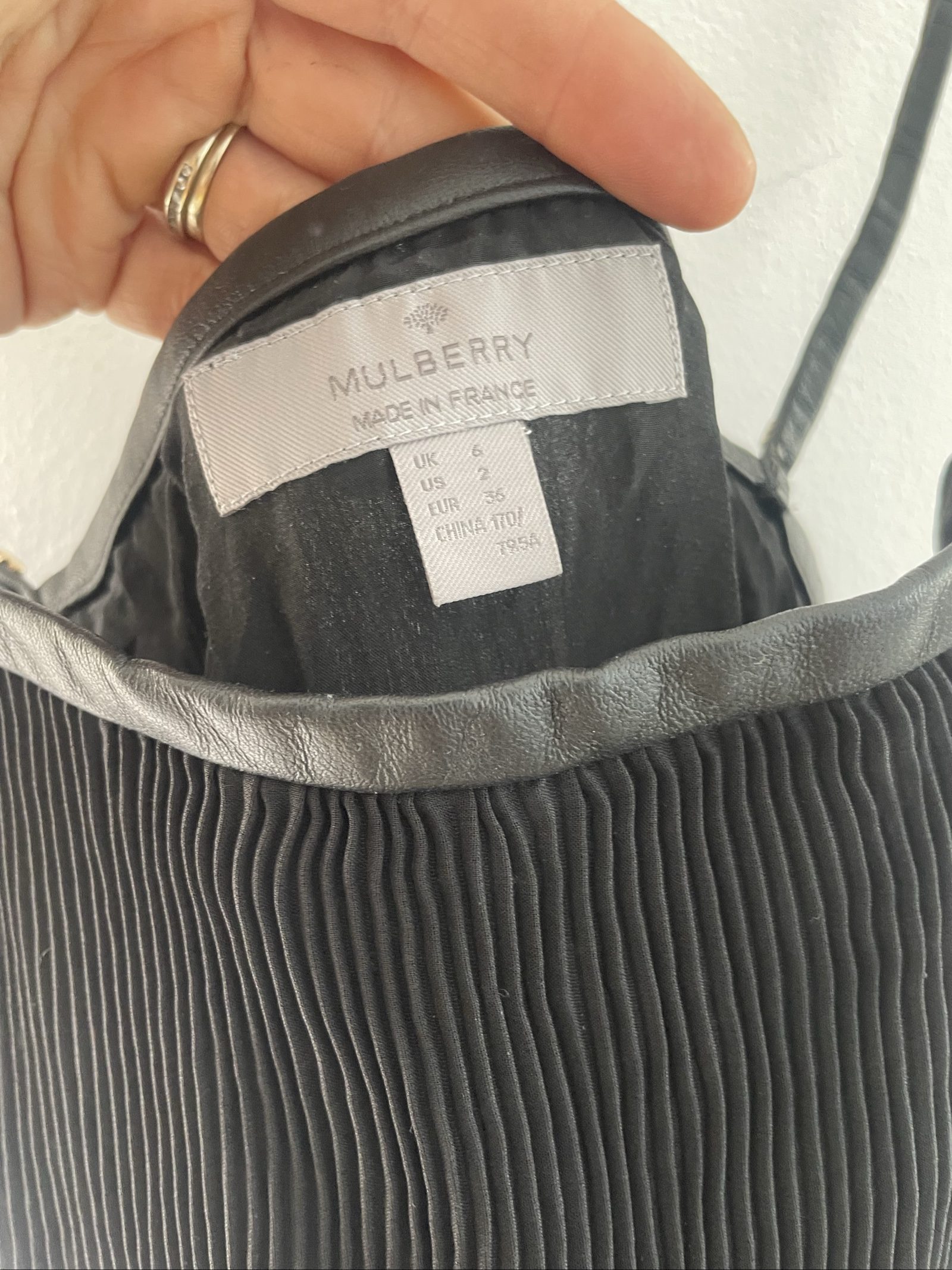 Mulberry Black Pleated Dress UK 6 with Studded Straps image 3