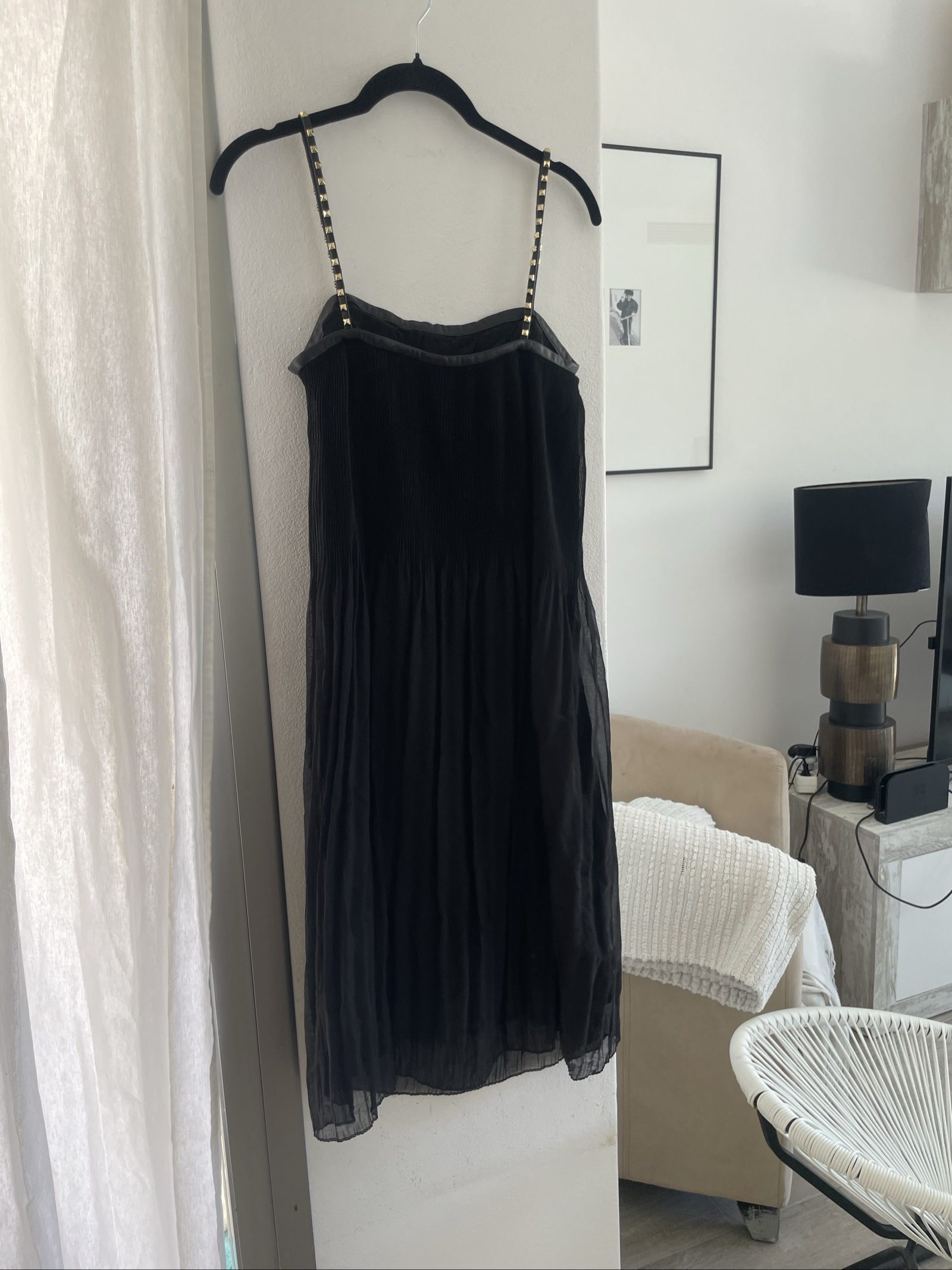 Mulberry Black Pleated Dress UK 6 with Studded Straps image 5