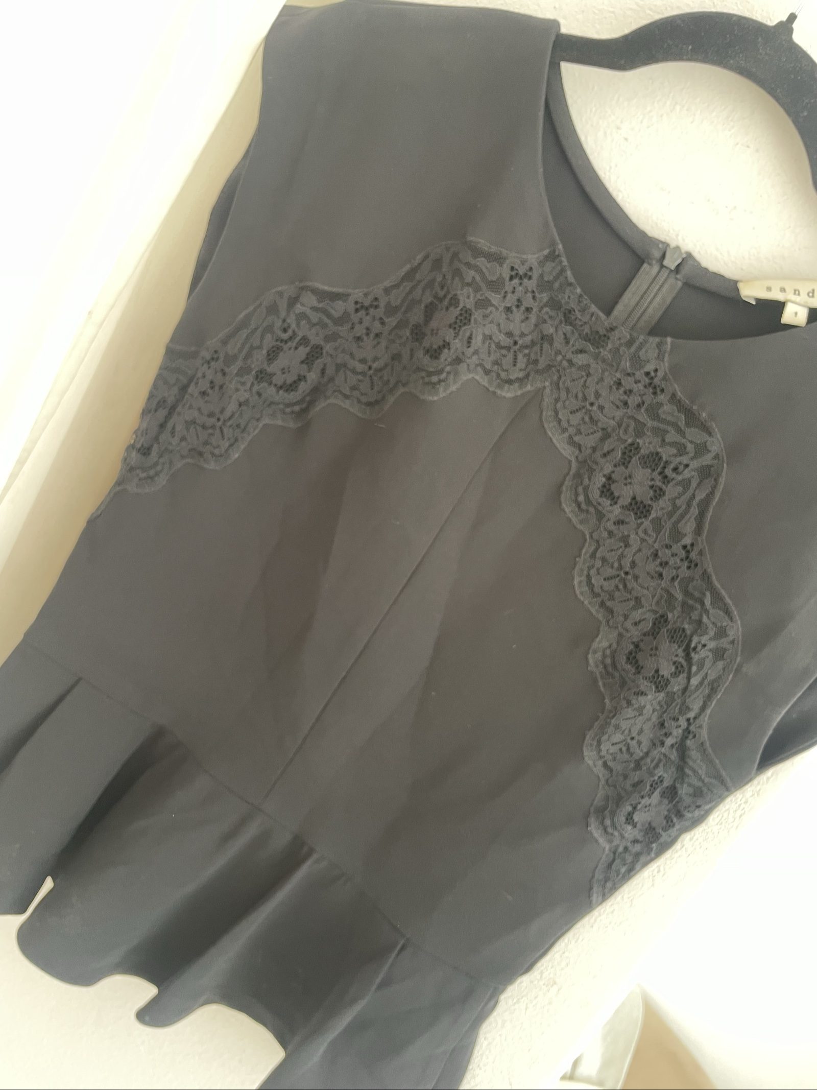 Sandro Black Lace Detail Peplum Top Small image 3