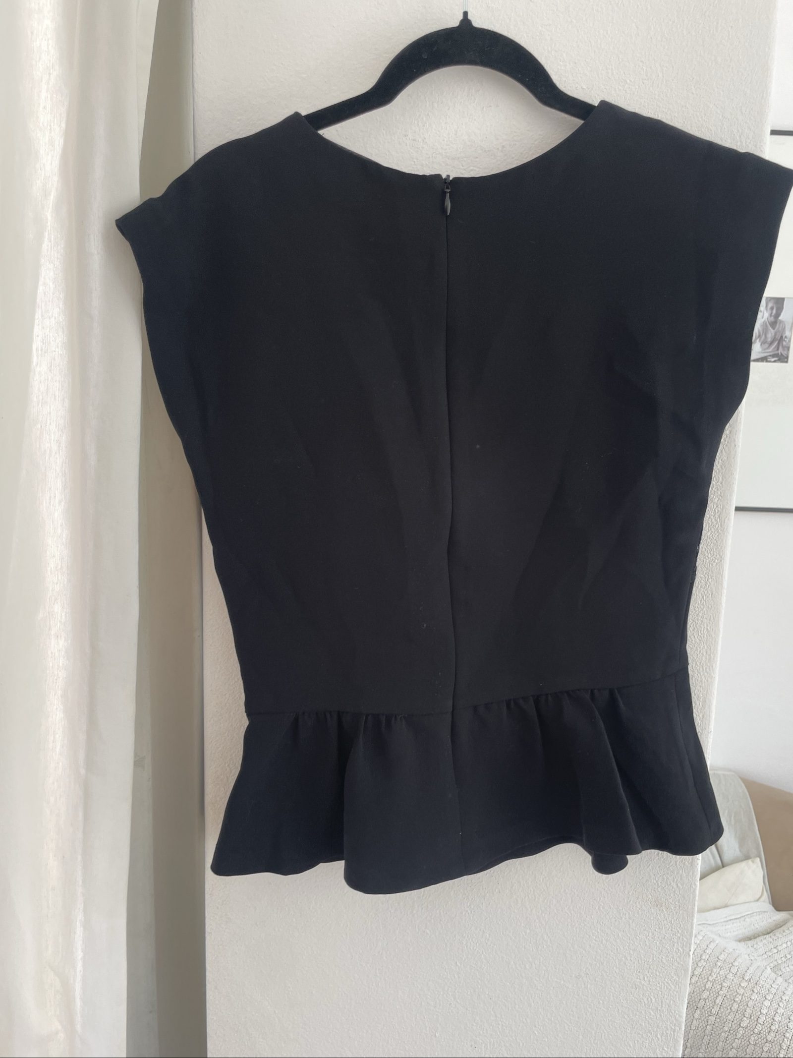 Sandro Black Lace Detail Peplum Top Small image 5