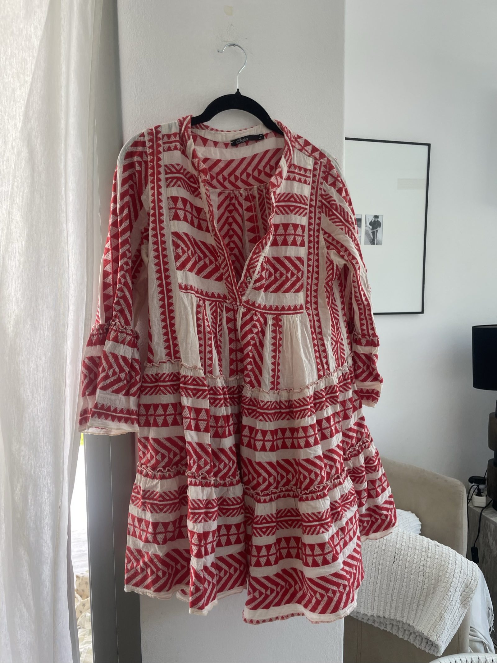 Devotion Women Red & White Patterned Dress XS