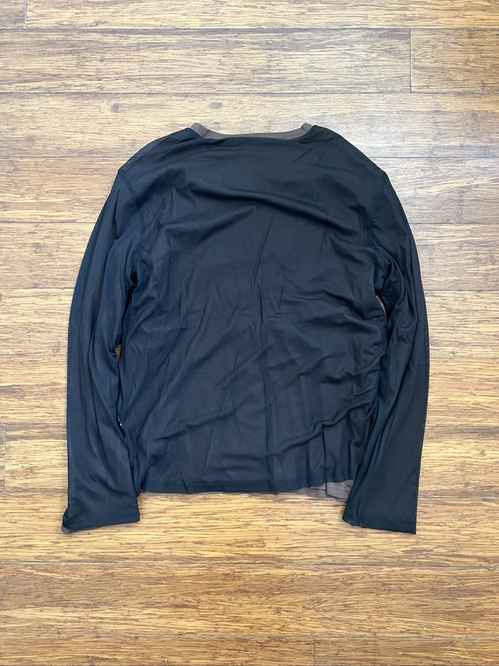 Kiko Kostadinov Unisex Black & Brown Mesh Overlay Long Sleeve Top Medium image 3