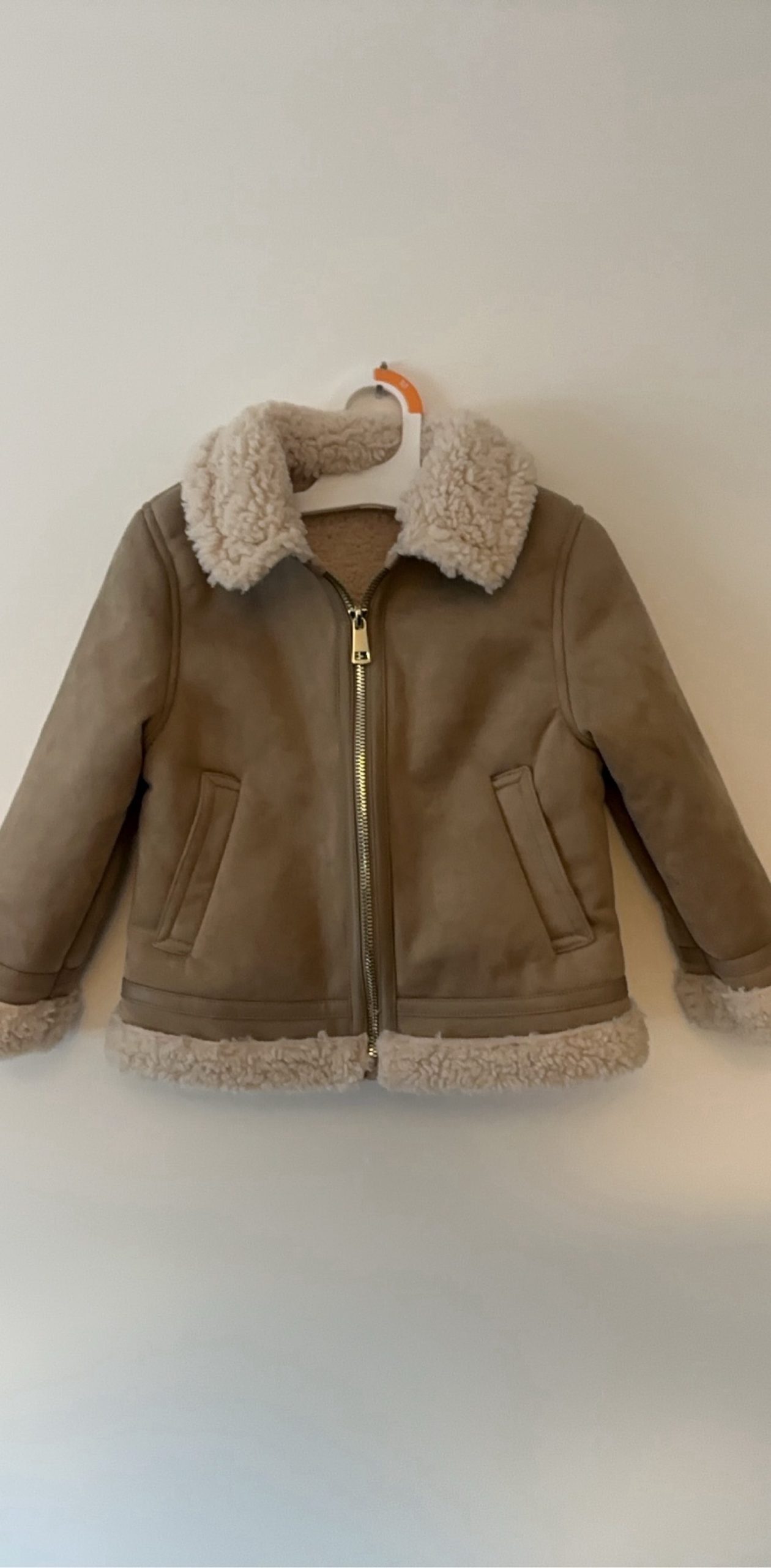 Kids Beige Faux Shearling Jacket Size 3-4 Years