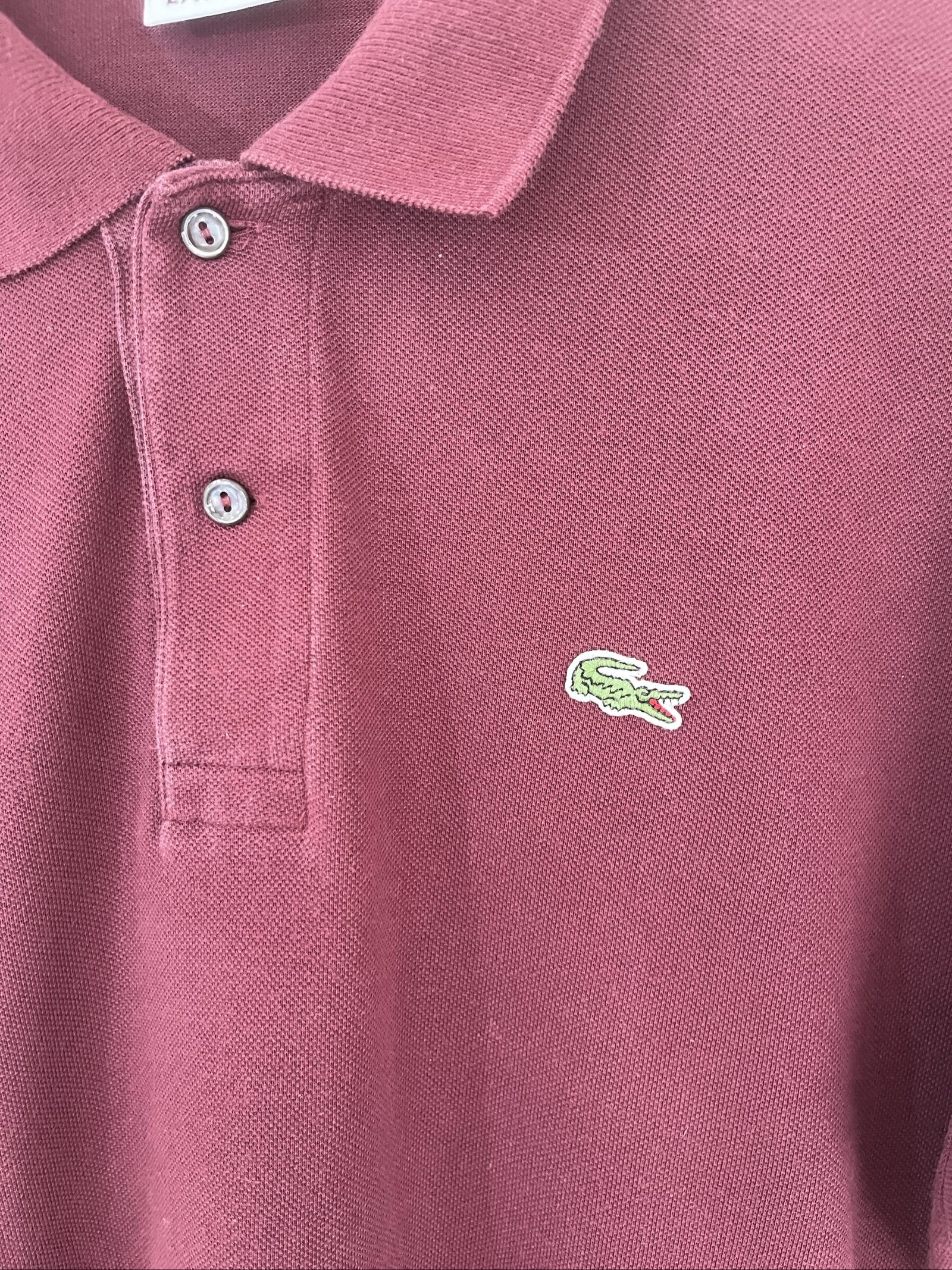 Lacoste Burgundy Polo Shirt Size L Classic Cotton image 2