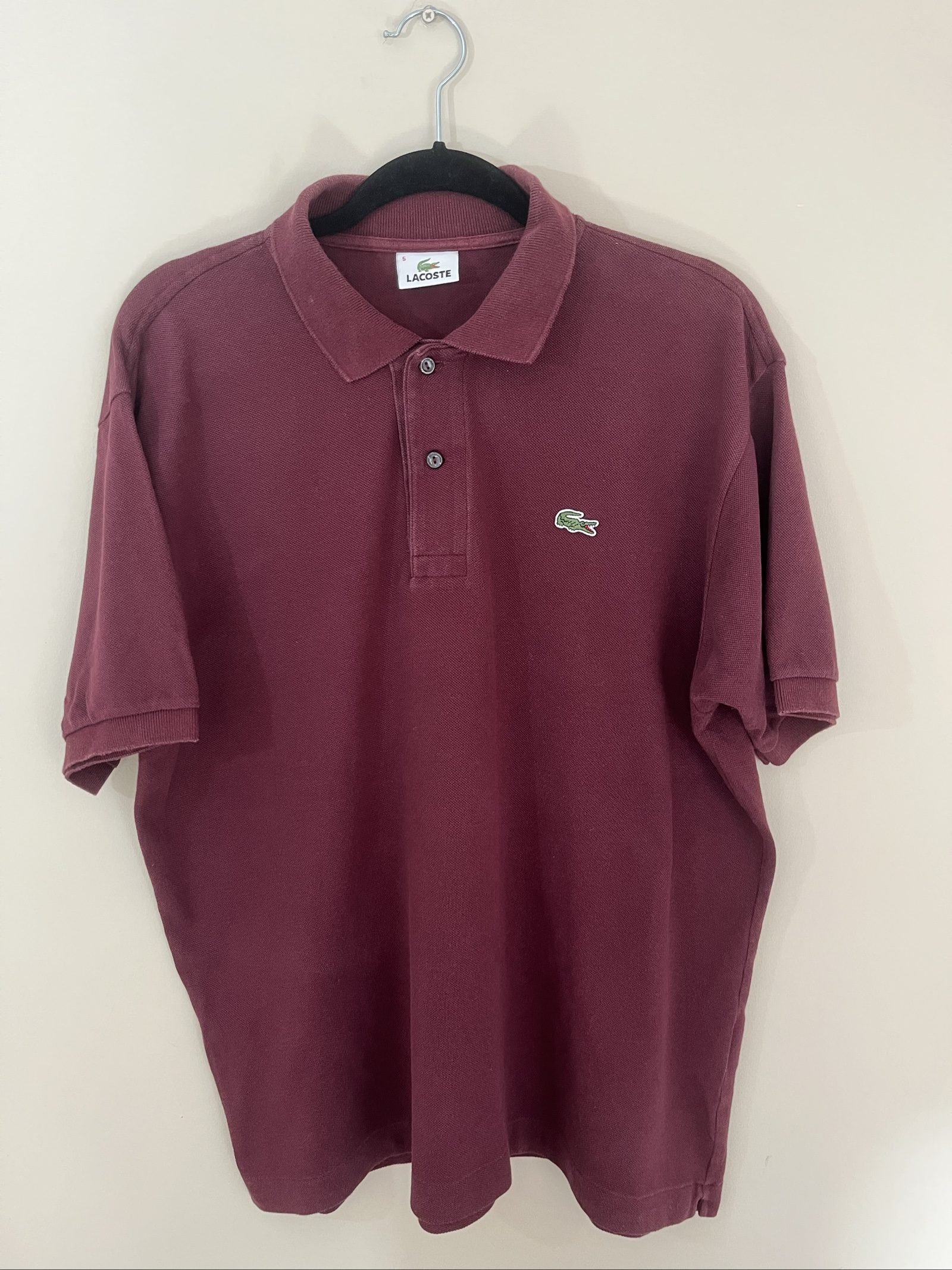Lacoste Burgundy Polo Shirt Size L Classic Cotton