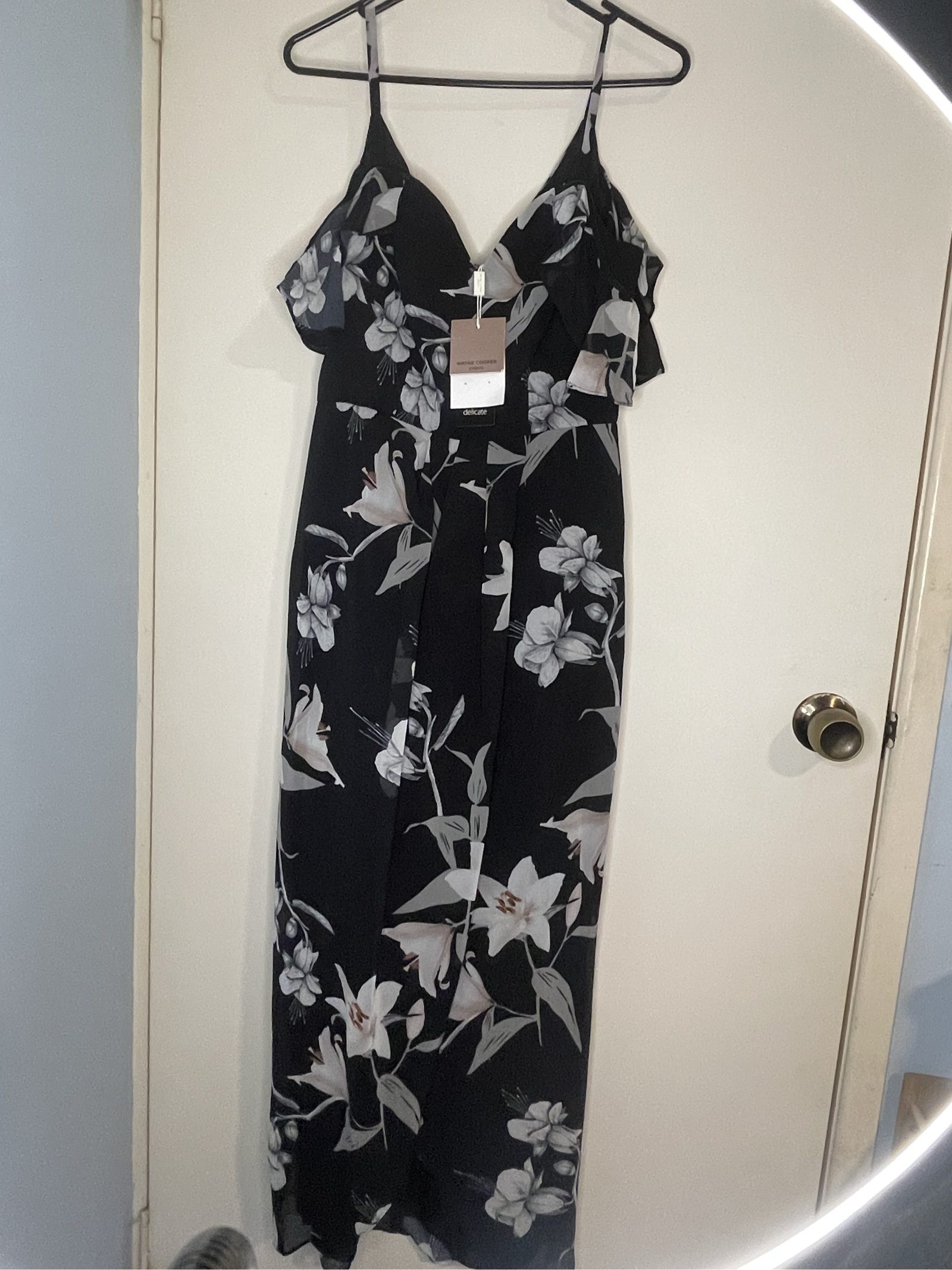 Wayne Cooper Black & White Floral Maxi Dress Size 14