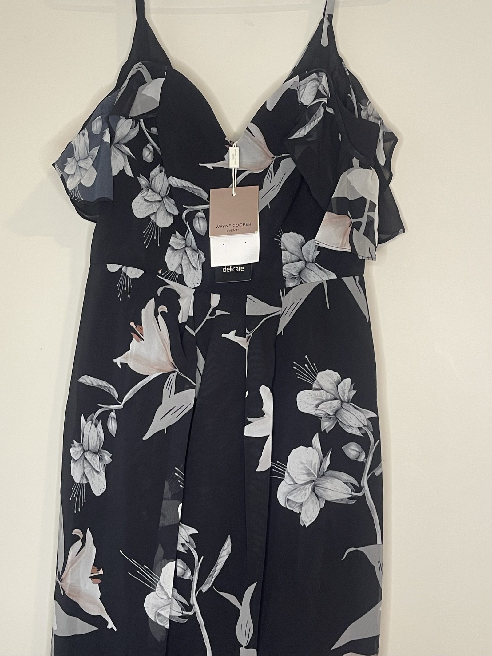 Wayne Cooper Black & White Floral Maxi Dress Size 14 image 3