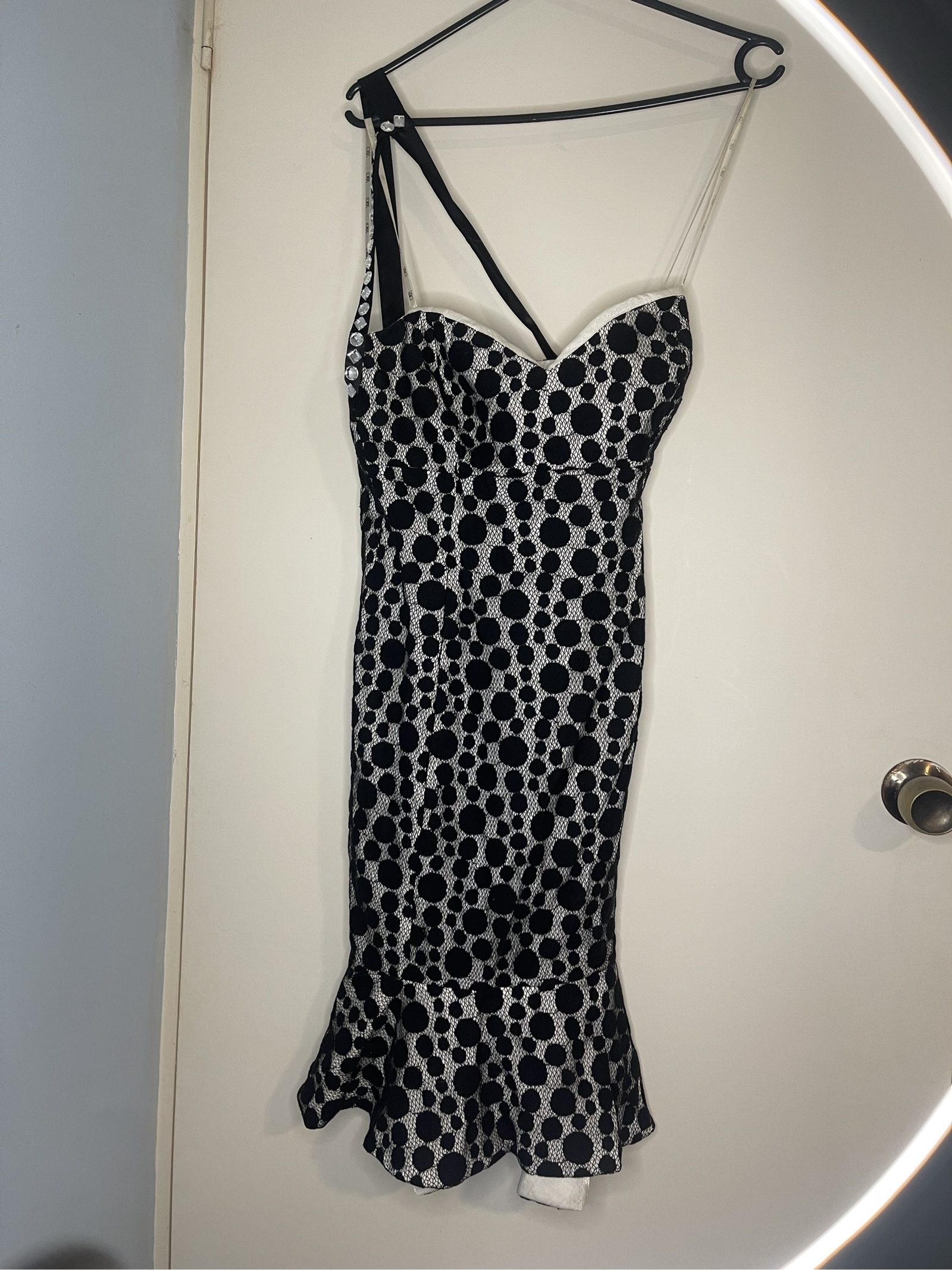 Covers Black & White Polka Dot Midi Dress Size 10 image 2