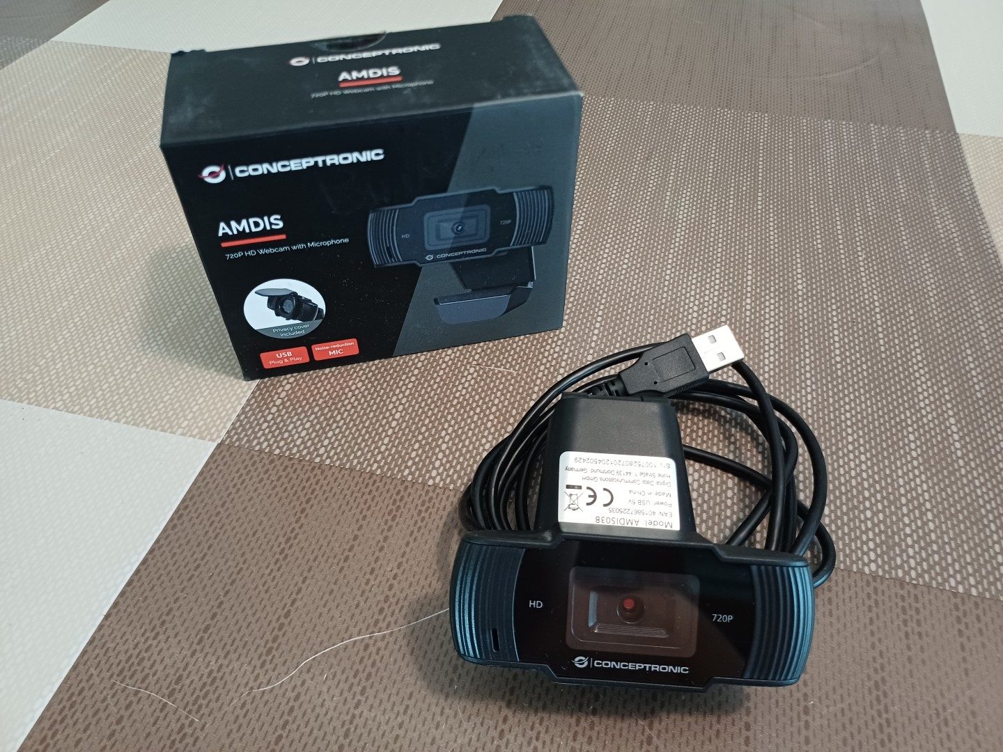 Conceptronic Black 720P HD Webcam with Microphone
