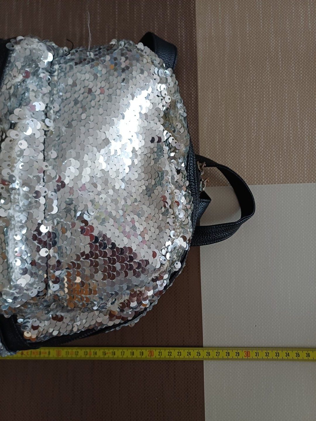 Sequined Silver & Black Mini Backpack image 4