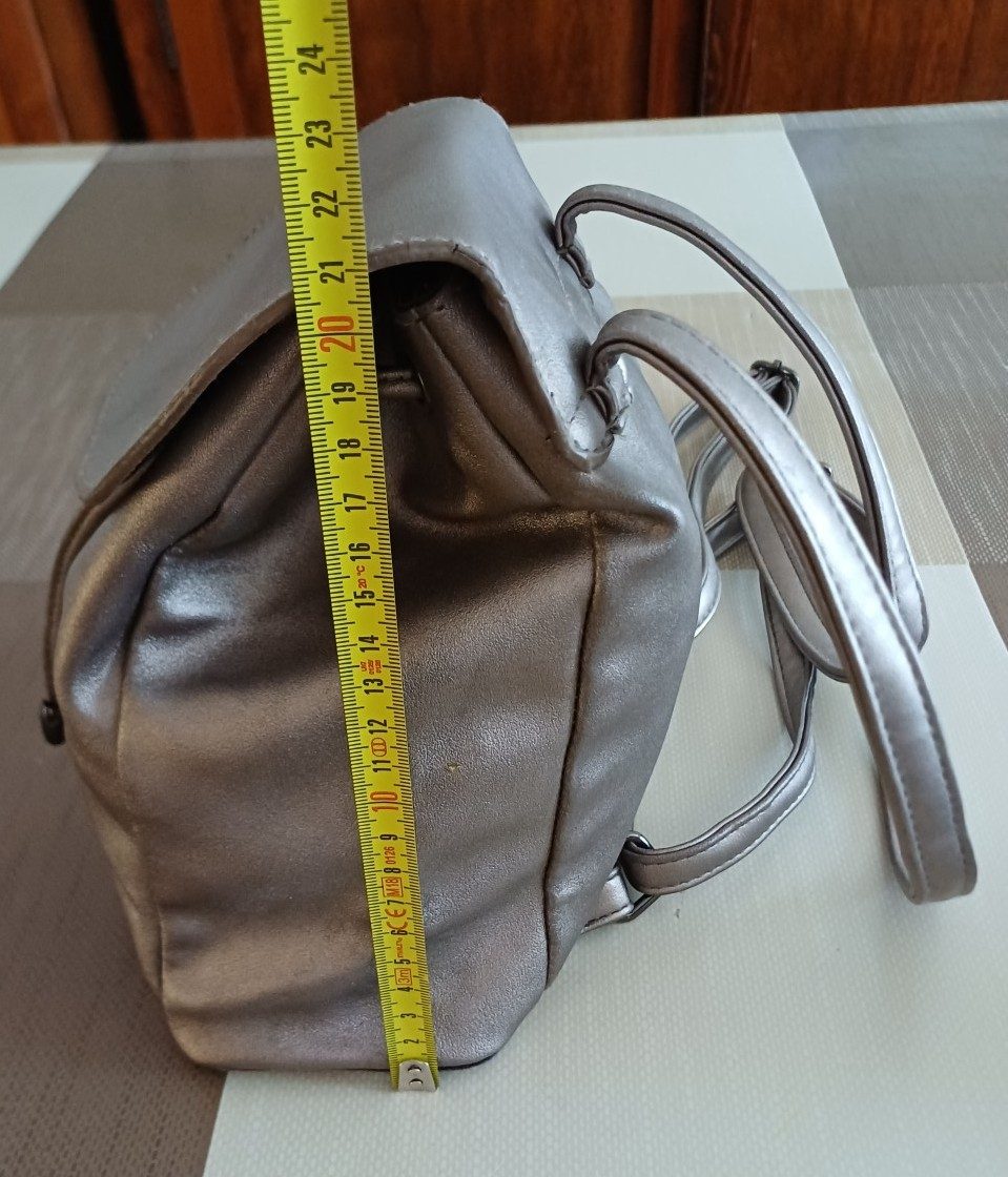 Silver Small Faux Leather Backpack Bag Women image 3