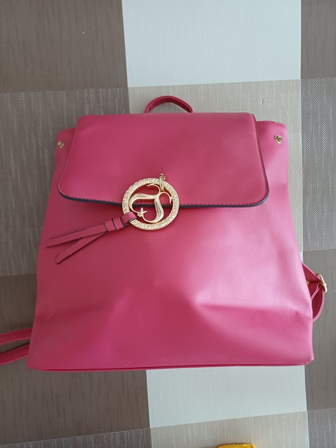 Sara Solonge Pink Faux Leather Backpack Bag