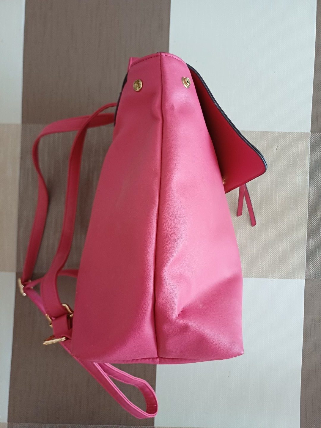 Sara Solonge Pink Faux Leather Backpack Bag image 4
