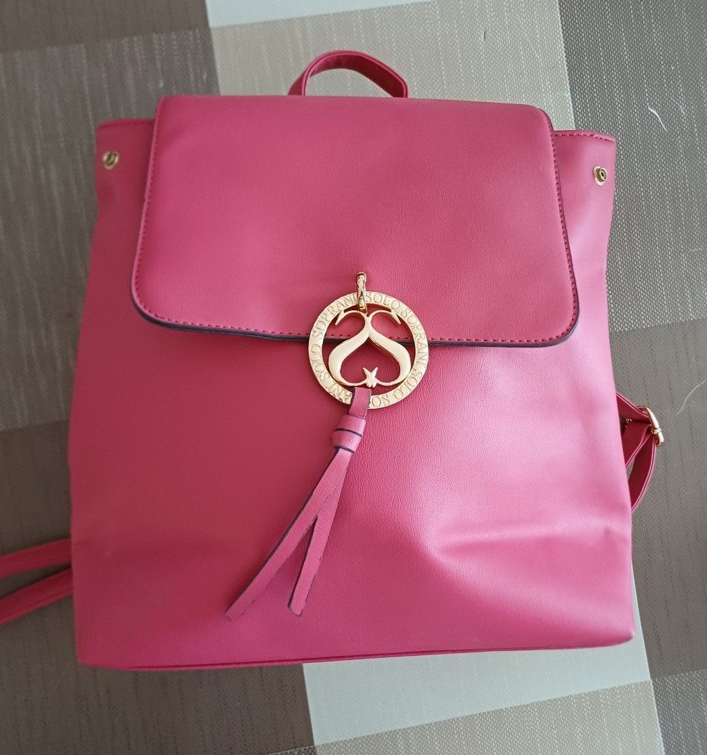 Sara Solonge Pink Faux Leather Backpack Bag image 5