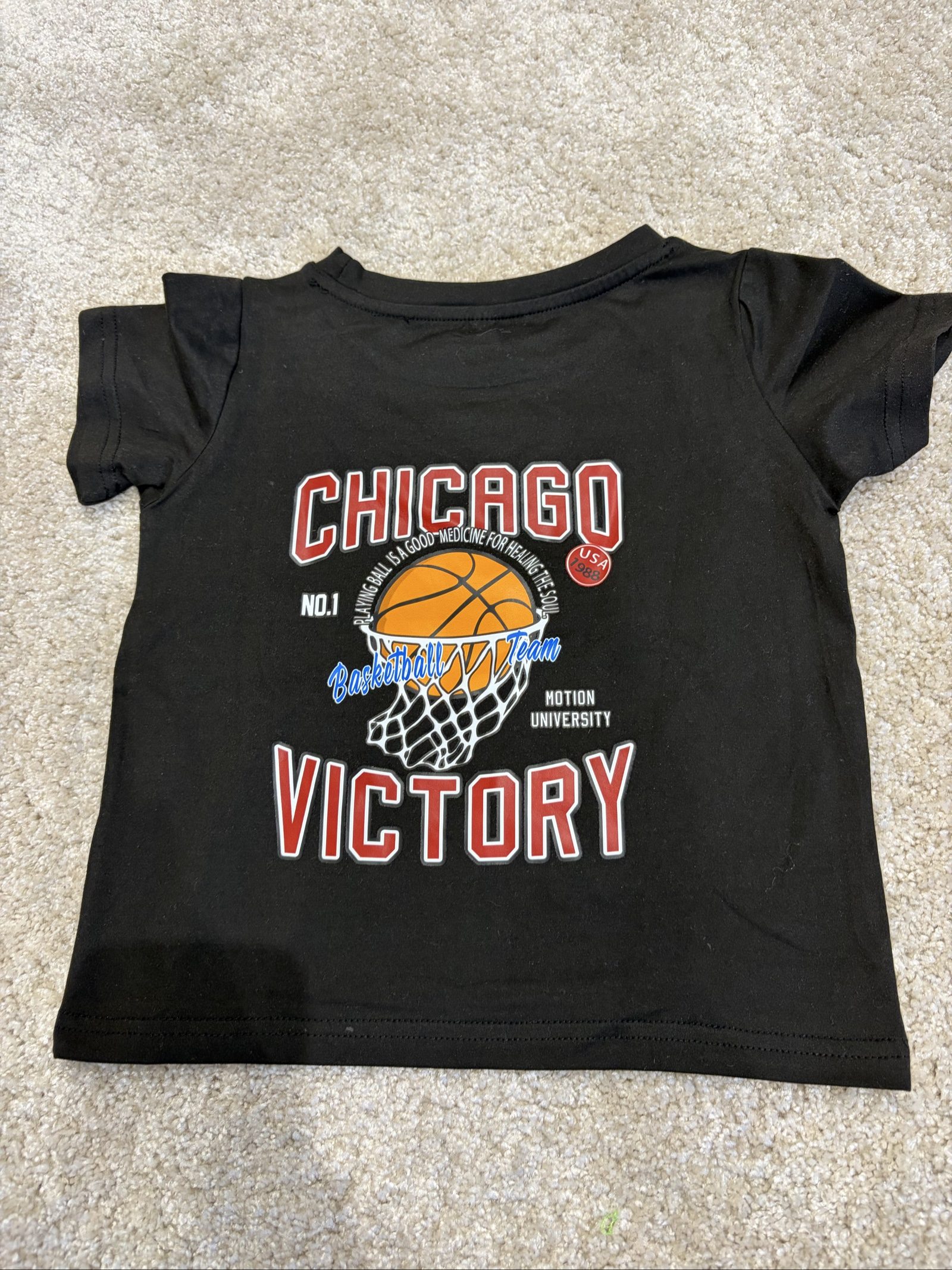 Black Kids' Chicago Victory Graphic T-Shirt 4 Years 100% Polyester image 3