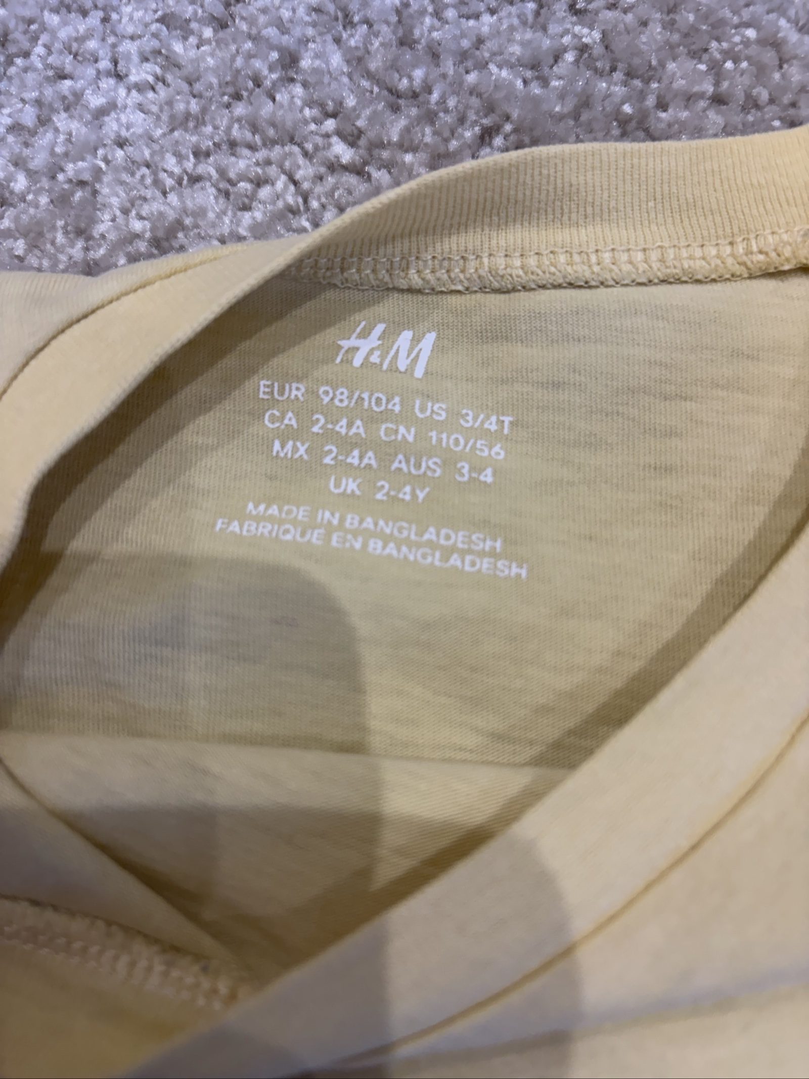 H&M Kids Yellow Cotton T-Shirt 3-4 Years image 2