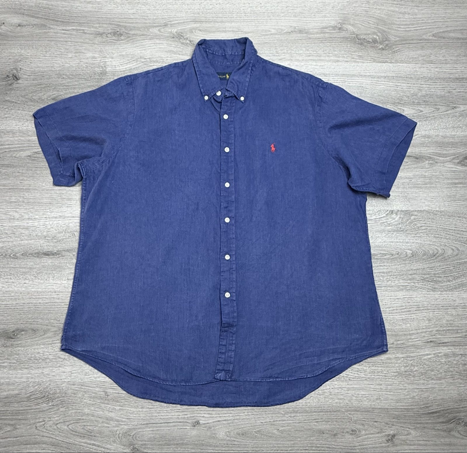 Ralph Lauren Navy Blue Mens Button-Down Shirt Large Red Pony Logo