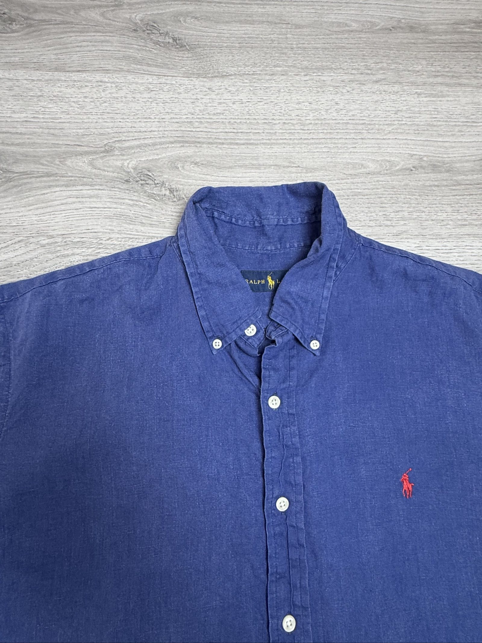 Ralph Lauren Navy Blue Mens Button-Down Shirt Large Red Pony Logo image 3