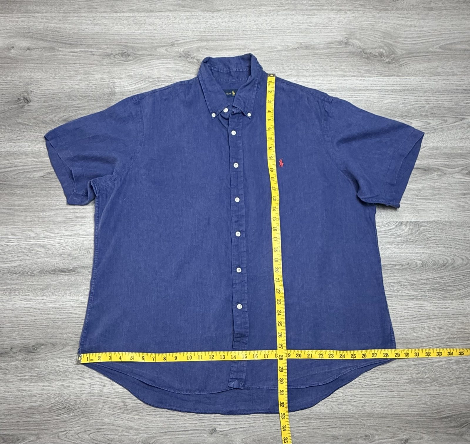 Ralph Lauren Navy Blue Mens Button-Down Shirt Large Red Pony Logo image 4
