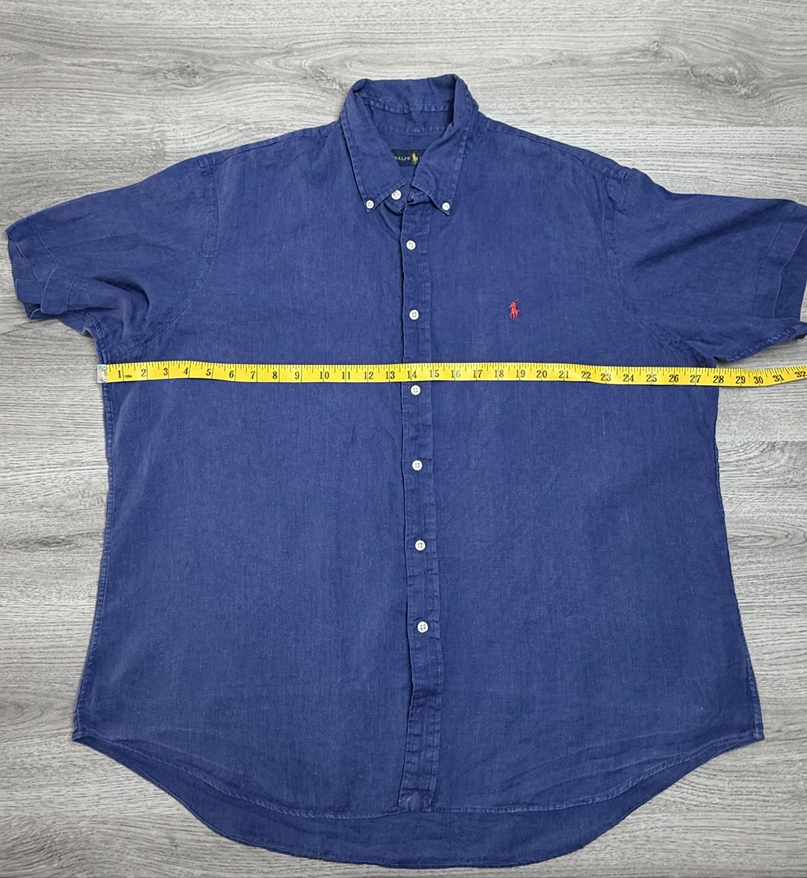 Ralph Lauren Navy Blue Mens Button-Down Shirt Large Red Pony Logo image 5