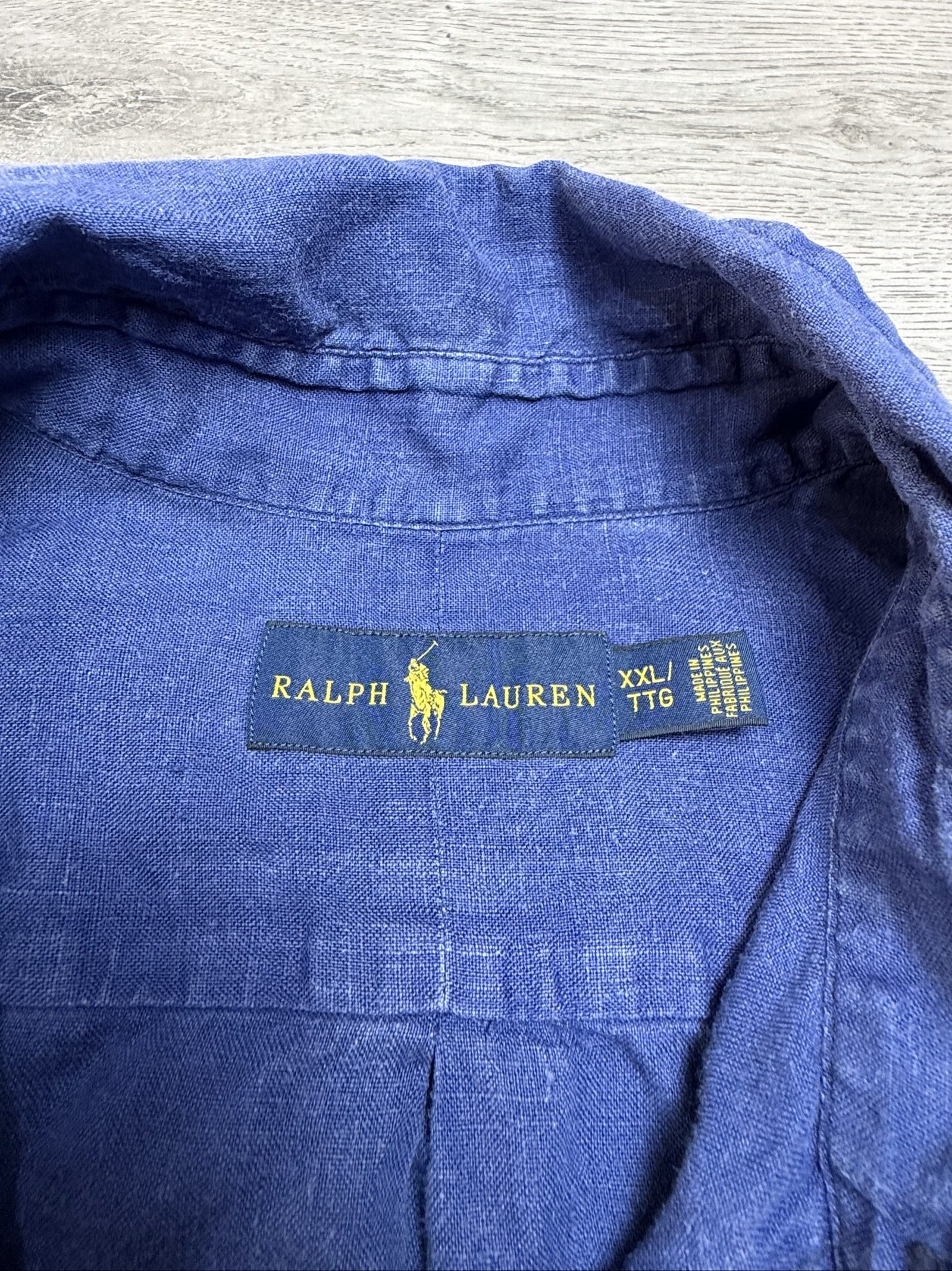 Ralph Lauren Navy Blue Mens Button-Down Shirt Large Red Pony Logo image 6