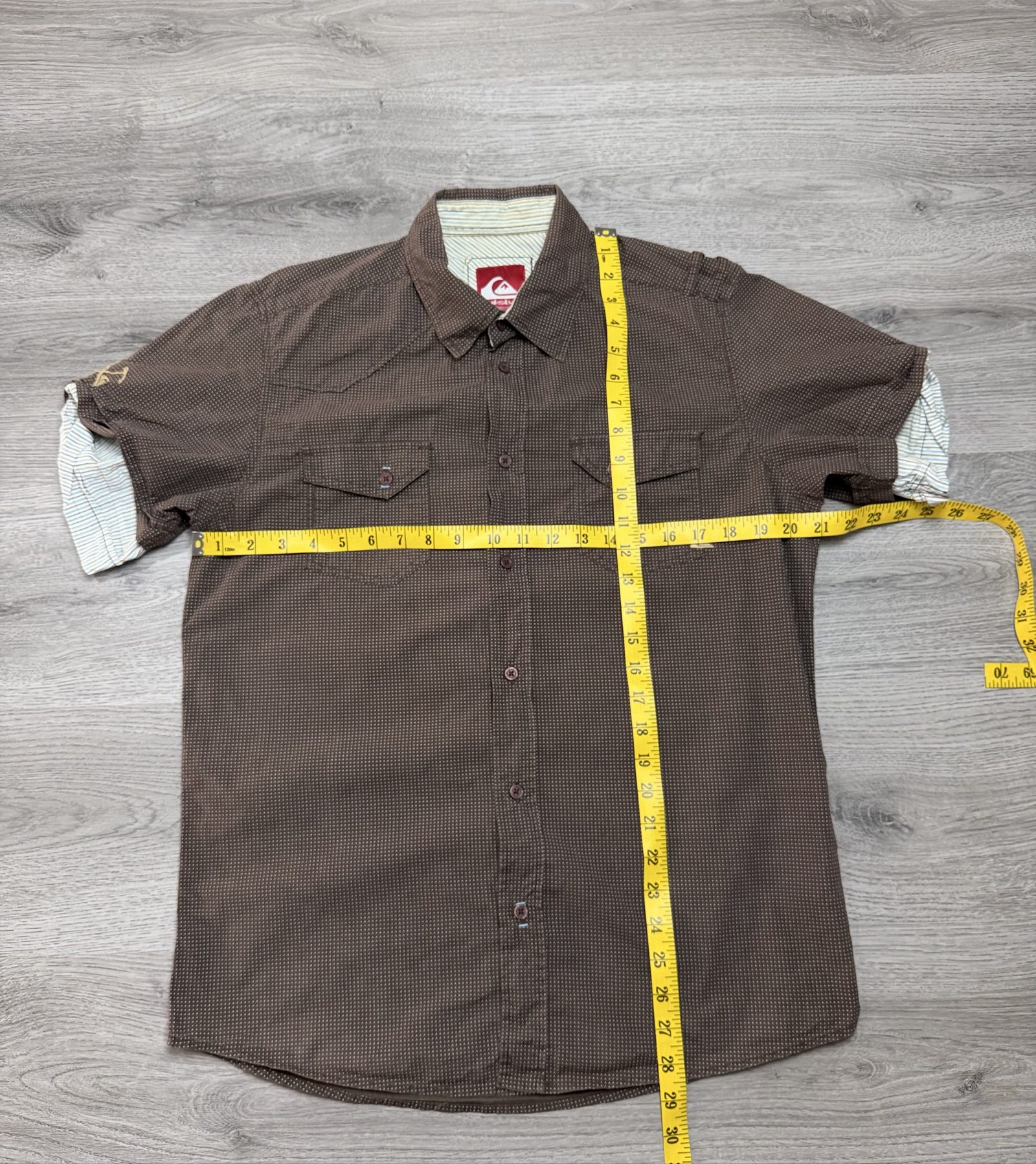 Quiksilver Brown & White Polka Dot Men's Shirt Medium (1717) image 2