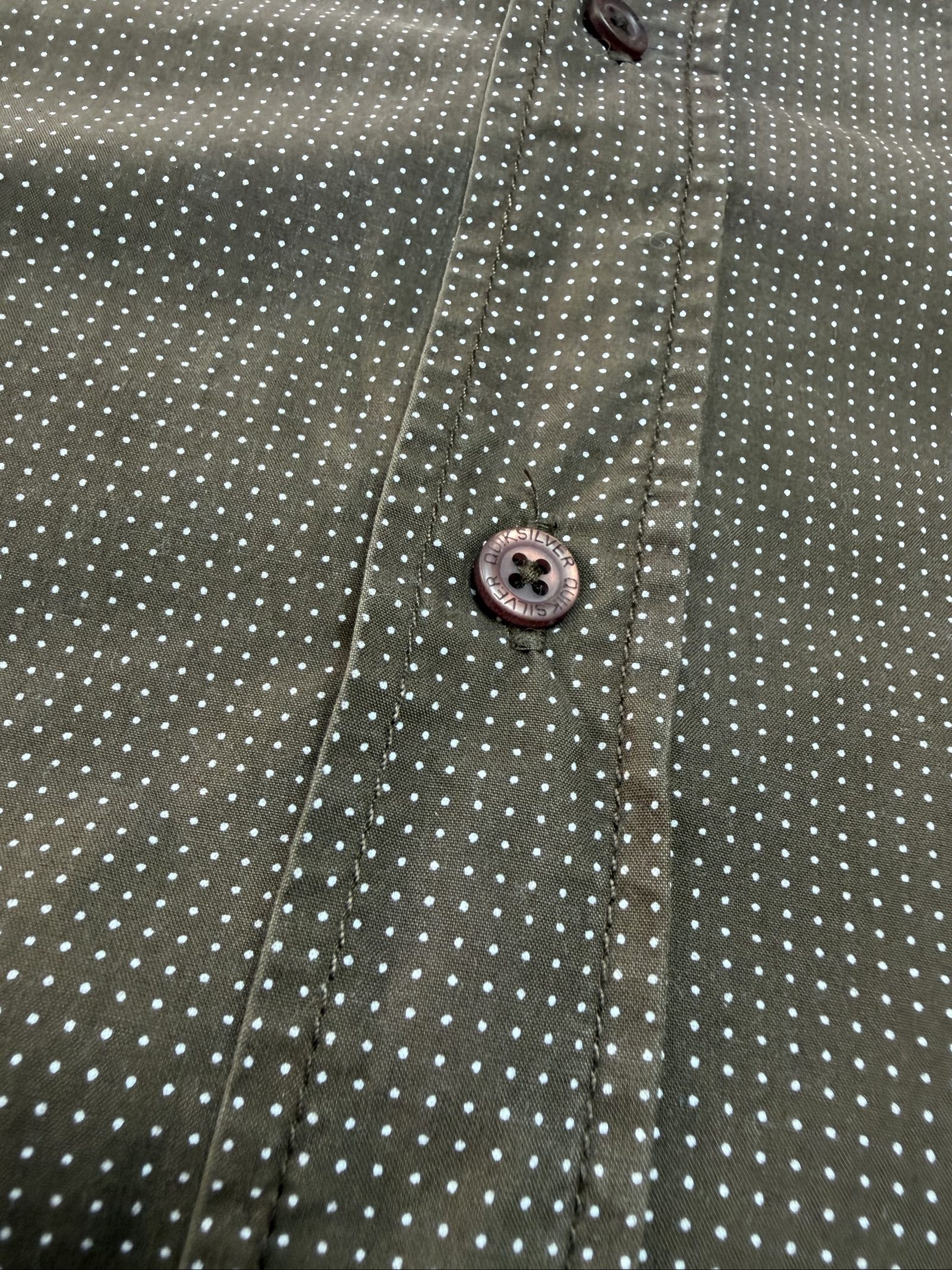 Quiksilver Brown & White Polka Dot Men's Shirt Medium (1717) image 3