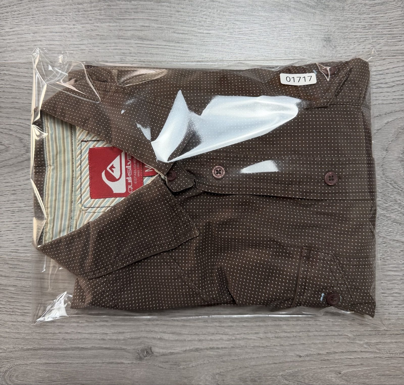 Quiksilver Brown & White Polka Dot Men's Shirt Medium (1717) image 7