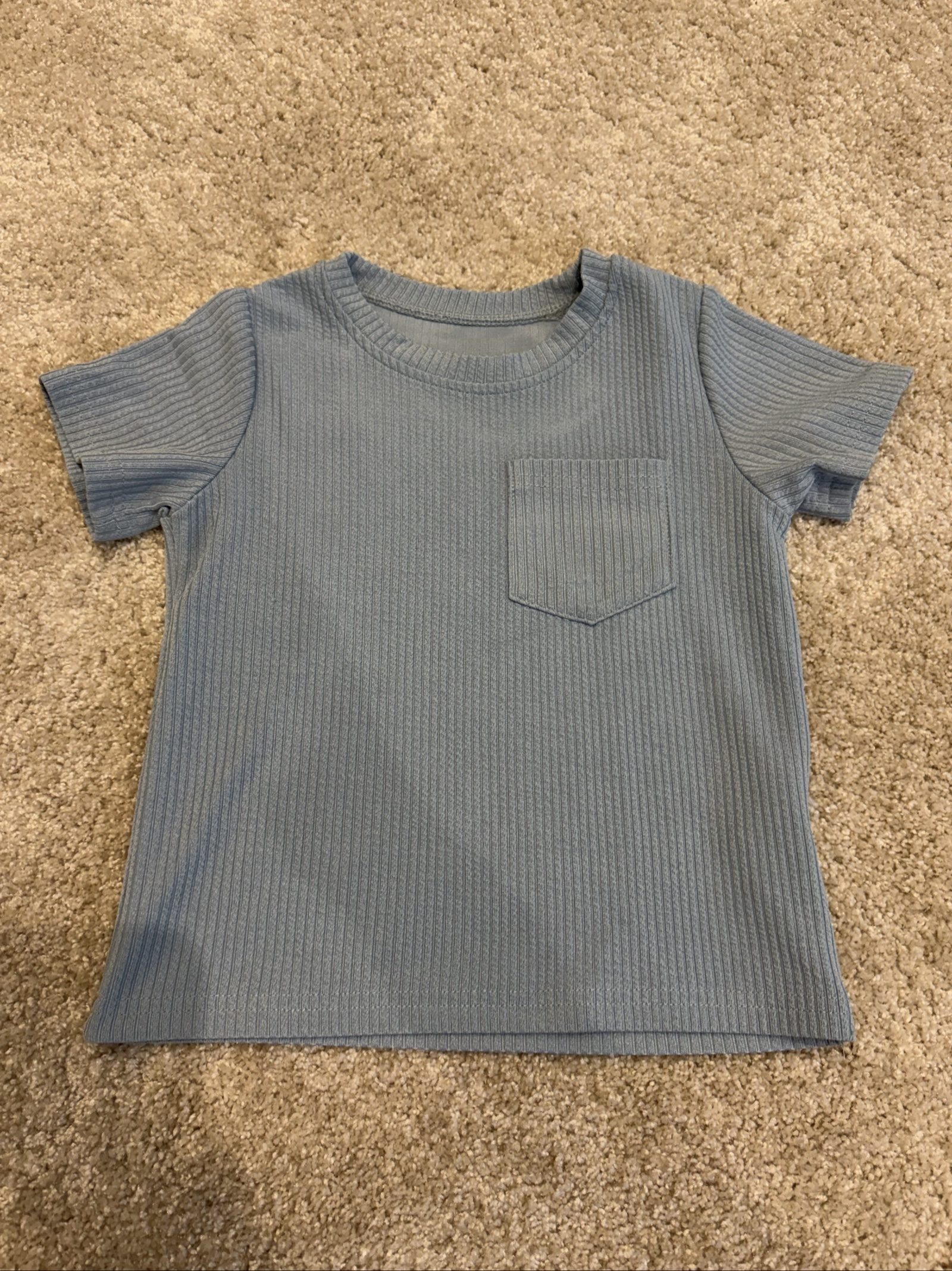 SHEIN Blue Kids' Ribbed Pocket T-shirt 4 Years