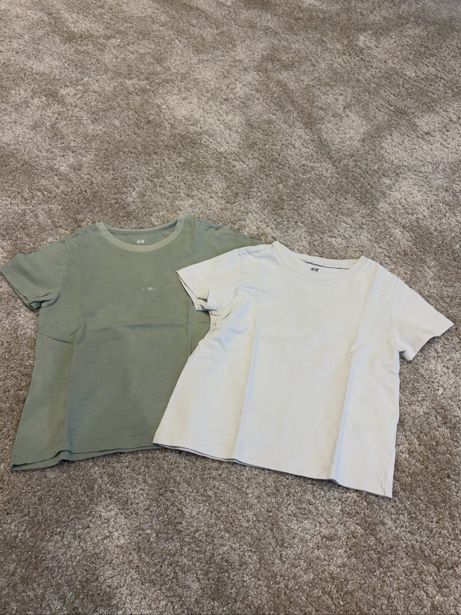 H&M Kids' Green & White Cotton T-Shirts 110 cm