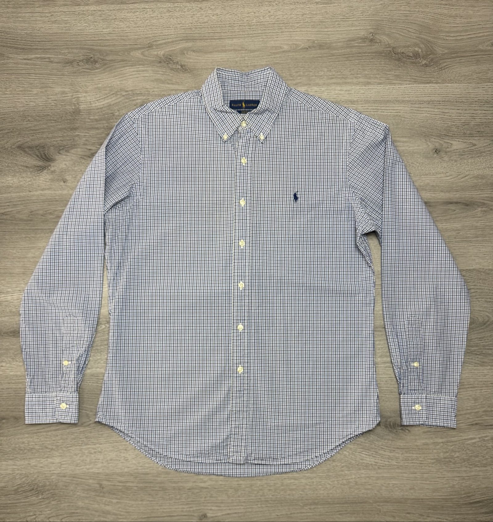 Ralph Lauren Blue & White Checked Cotton Shirt Large (1718)