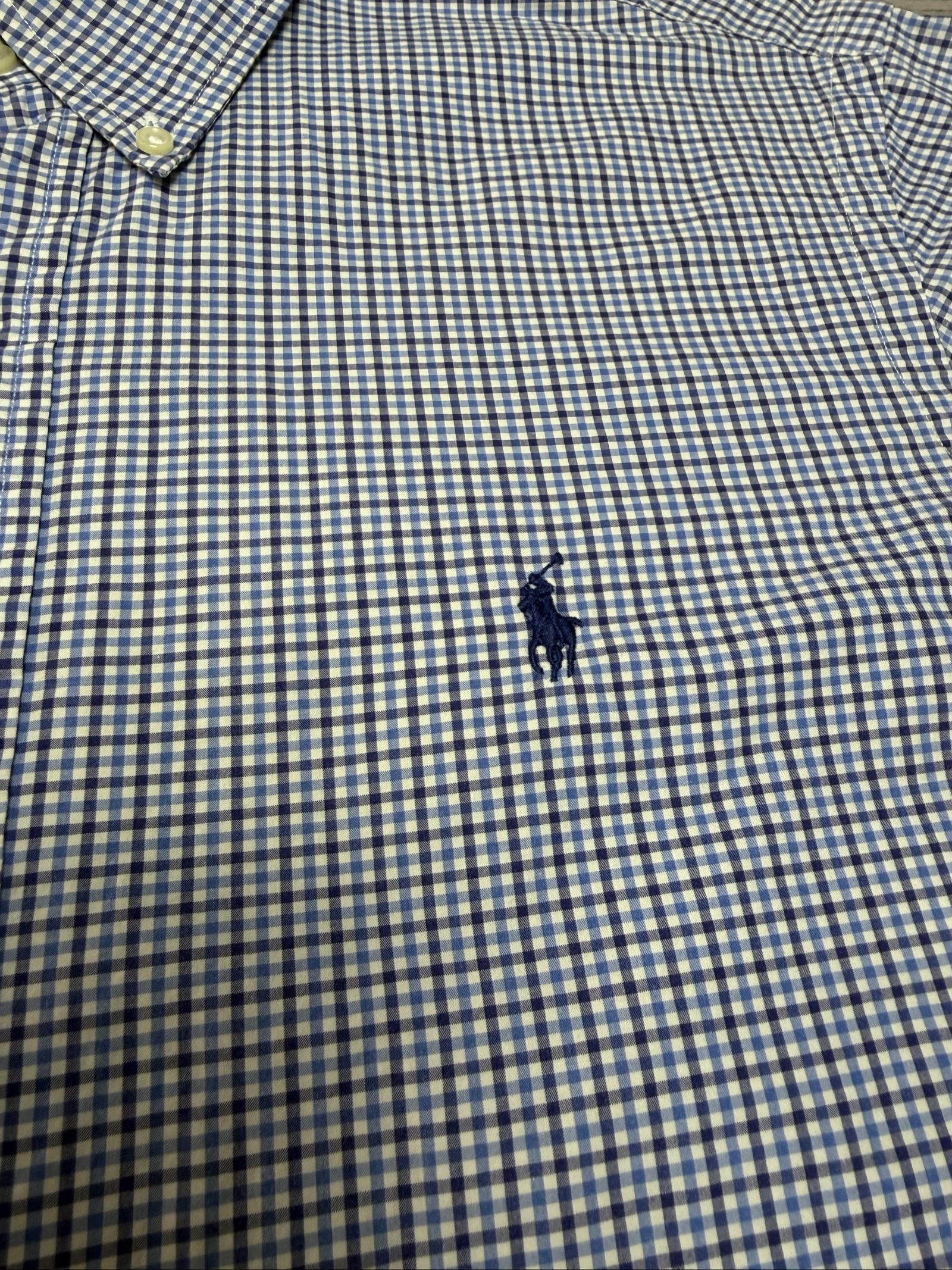 Ralph Lauren Blue & White Checked Cotton Shirt Large (1718) image 2